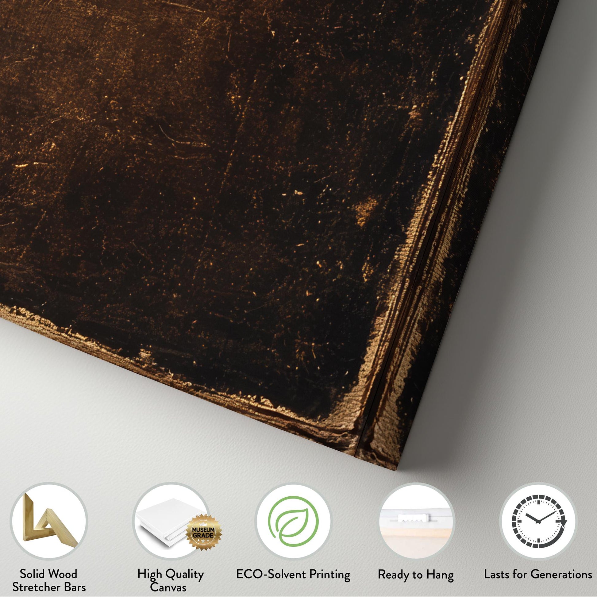 Antique Book Page Canvas Art | Distressed Texture Print | Bohemian Wall Art For Living Room | Espresso Patina Art Square Canvas Art