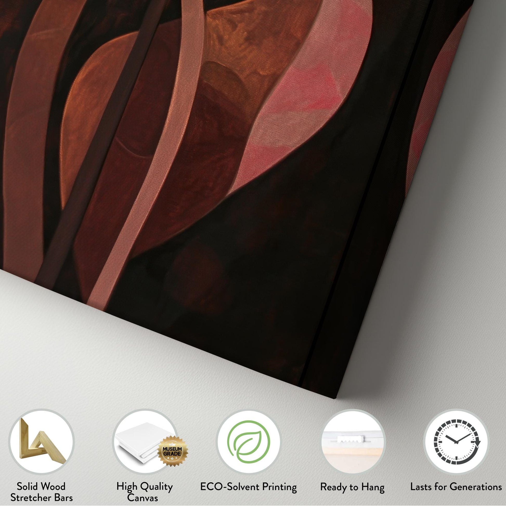 Anthurium Floral Canvas Art | Cubist Inspired Print | Bohemian Modern Wall Art For Living Room | Deep Rose Mahogany Art Long Vertical Art