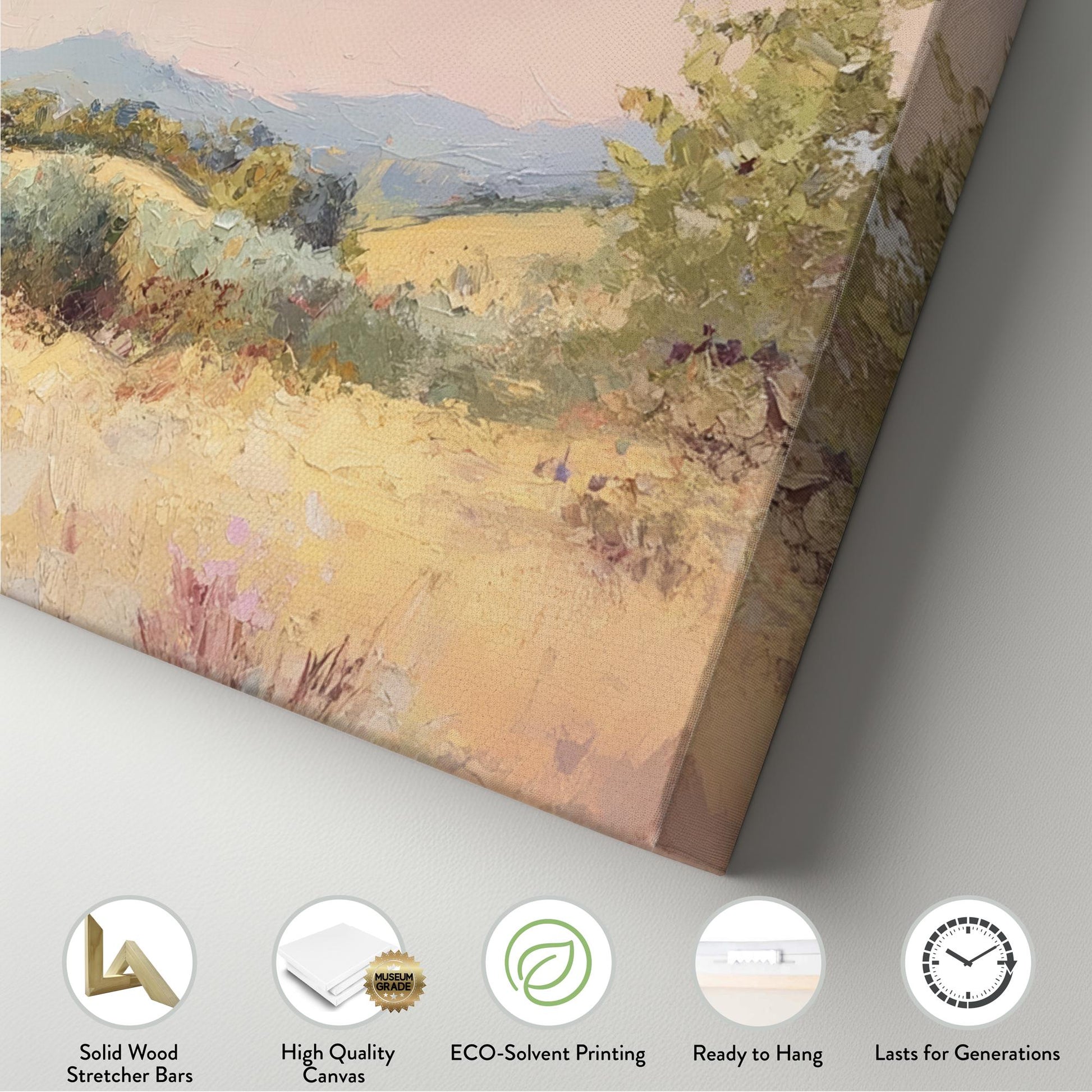 Tuscan Cypress Tree Canvas Art | Impasto Painting Print | Mediterranean Living Room Wall Art For Living Room Panoramic Wall Art