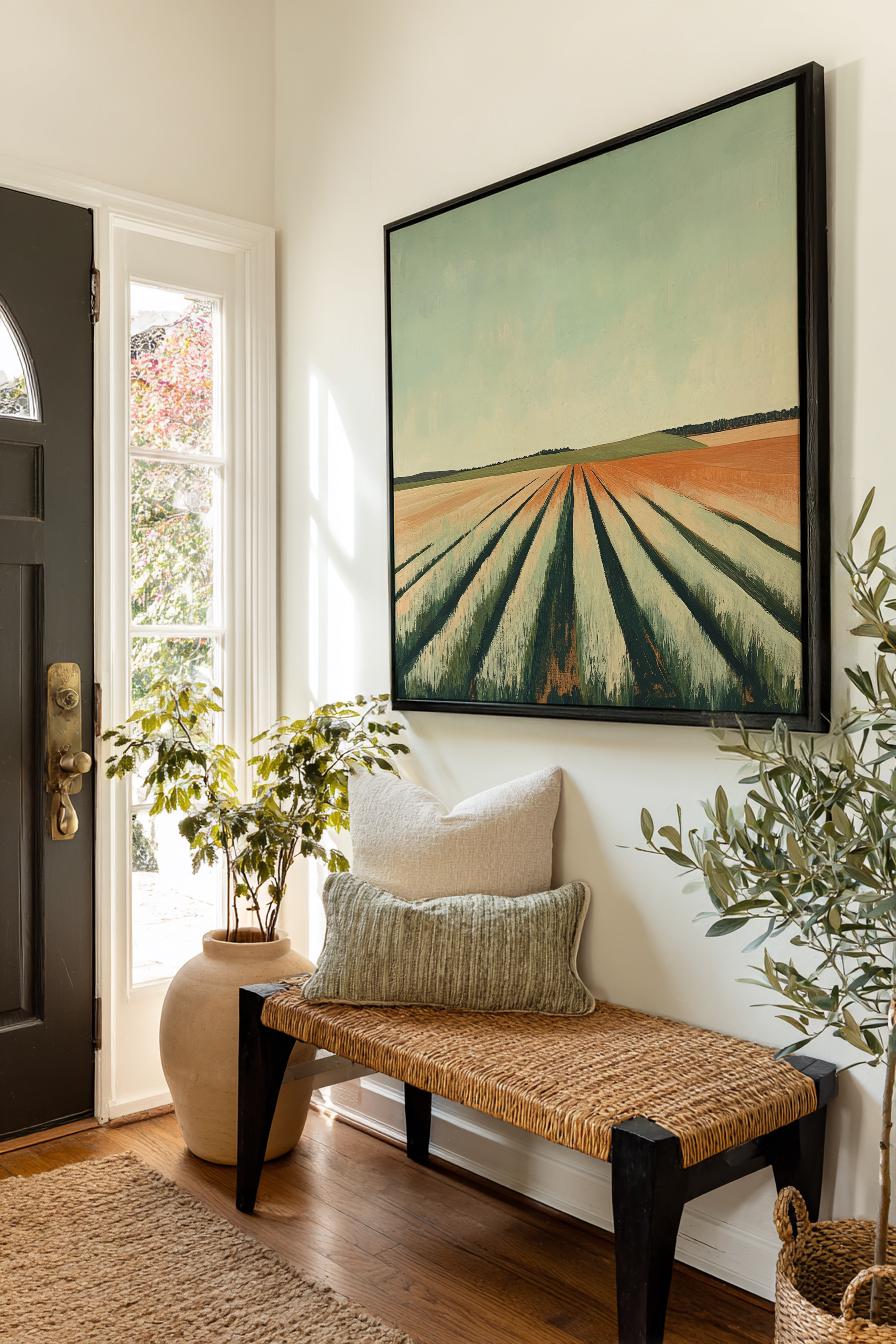 Tranquil Field Rows Canvas Art | Impasto Print | Minimalist Wall Art For Living Room | Sand Dune Seafoam Art | Zen Decor Square Canvas Art