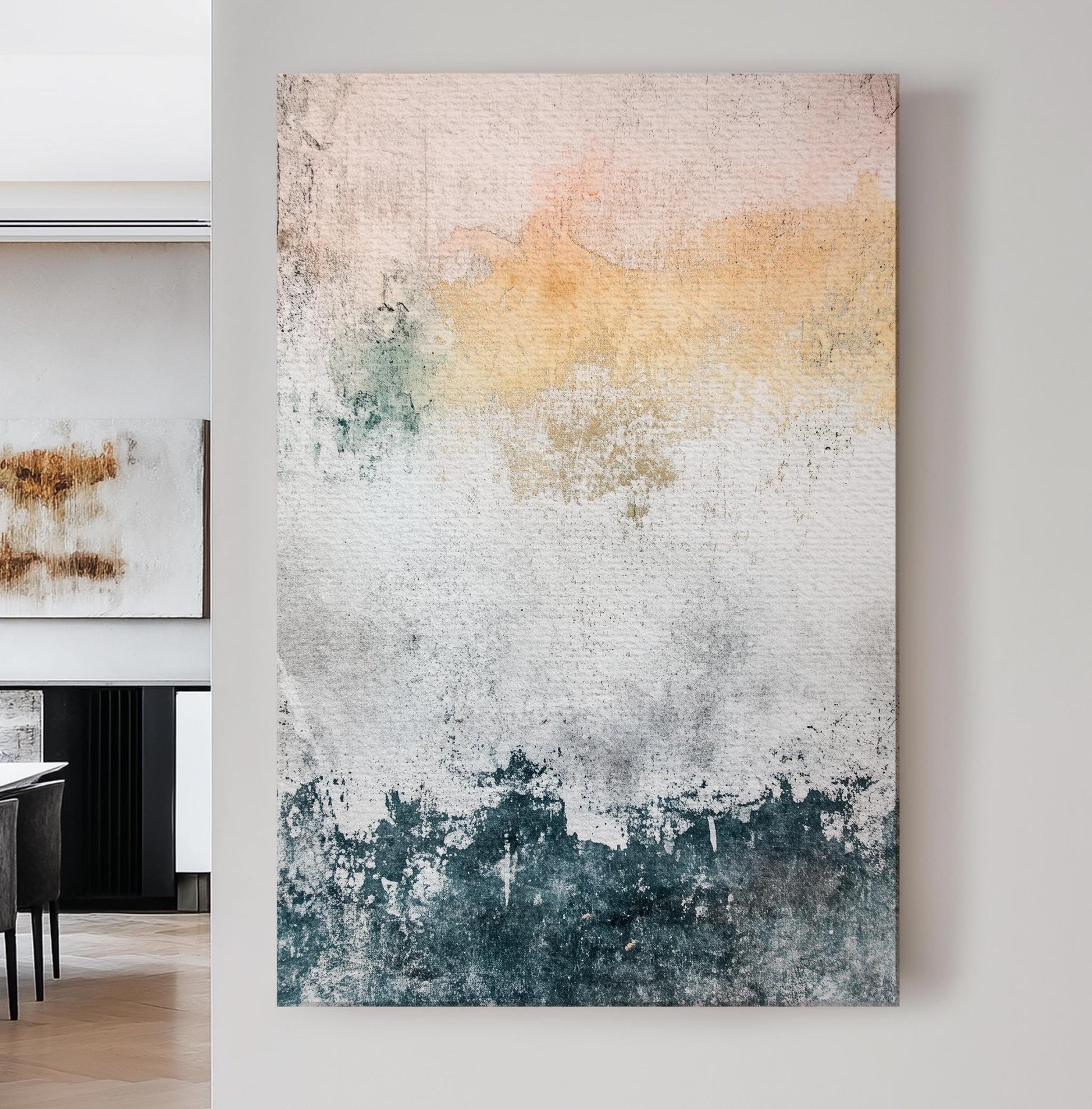 Textured Wall Canvas Art | Abstract Grunge Print | Bohemian Wall Art For Living Room | Smoky Quartz Art Vertical Canvas