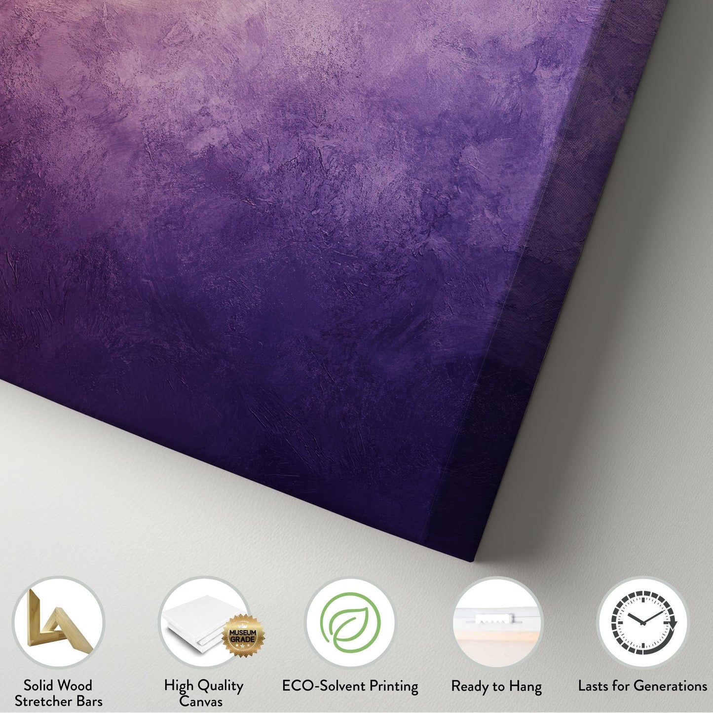 Textured Ombre Canvas Art | Impasto Painting Print | Bohemian Wall Art For Living Room | Amethyst Toasted Almond Art Vertical Canvas