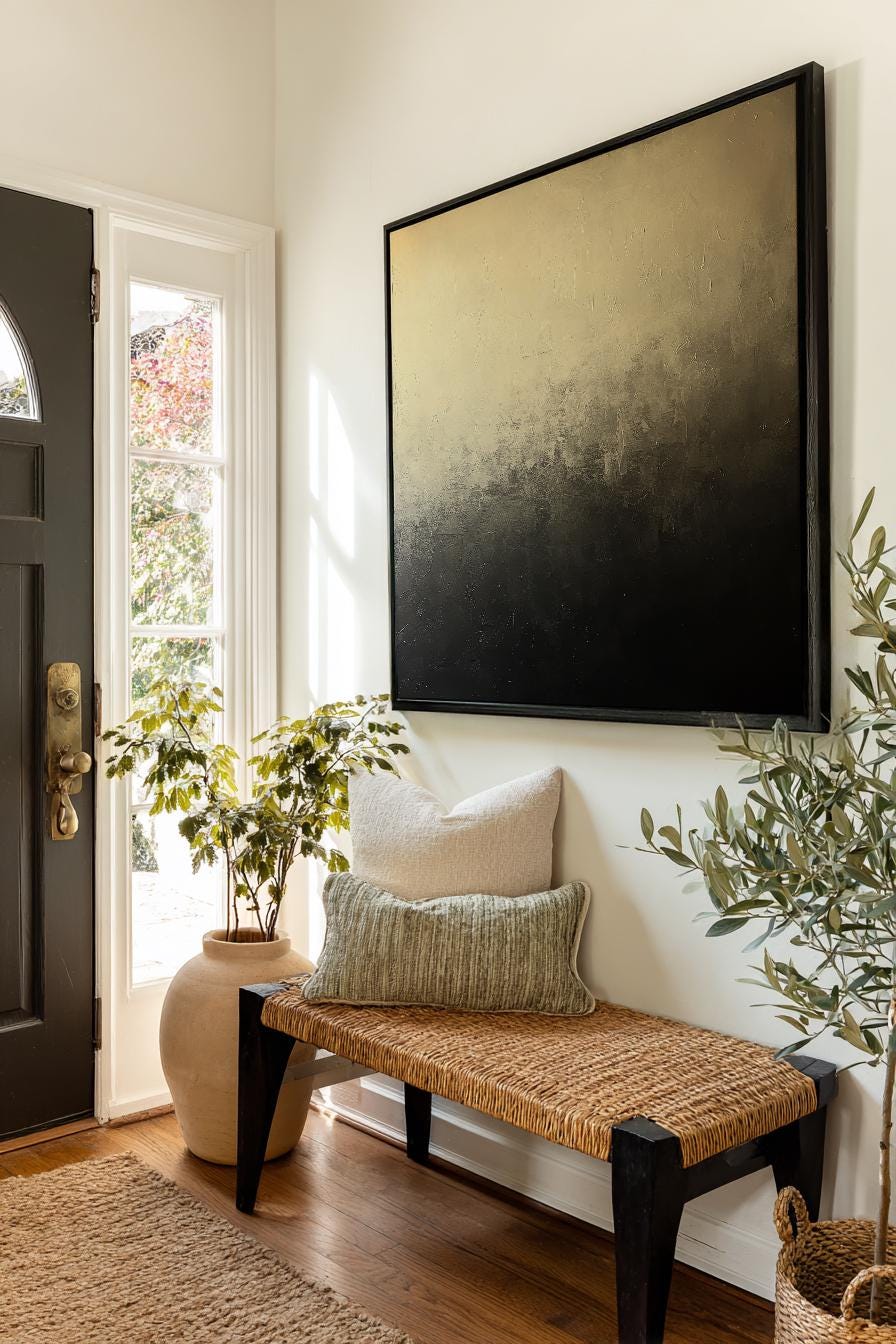 Textured Ombr Canvas Art | Impasto Print | Scandinavian Wall Art For Living Room | Warm Taupe Charcoal Art Square Canvas Art