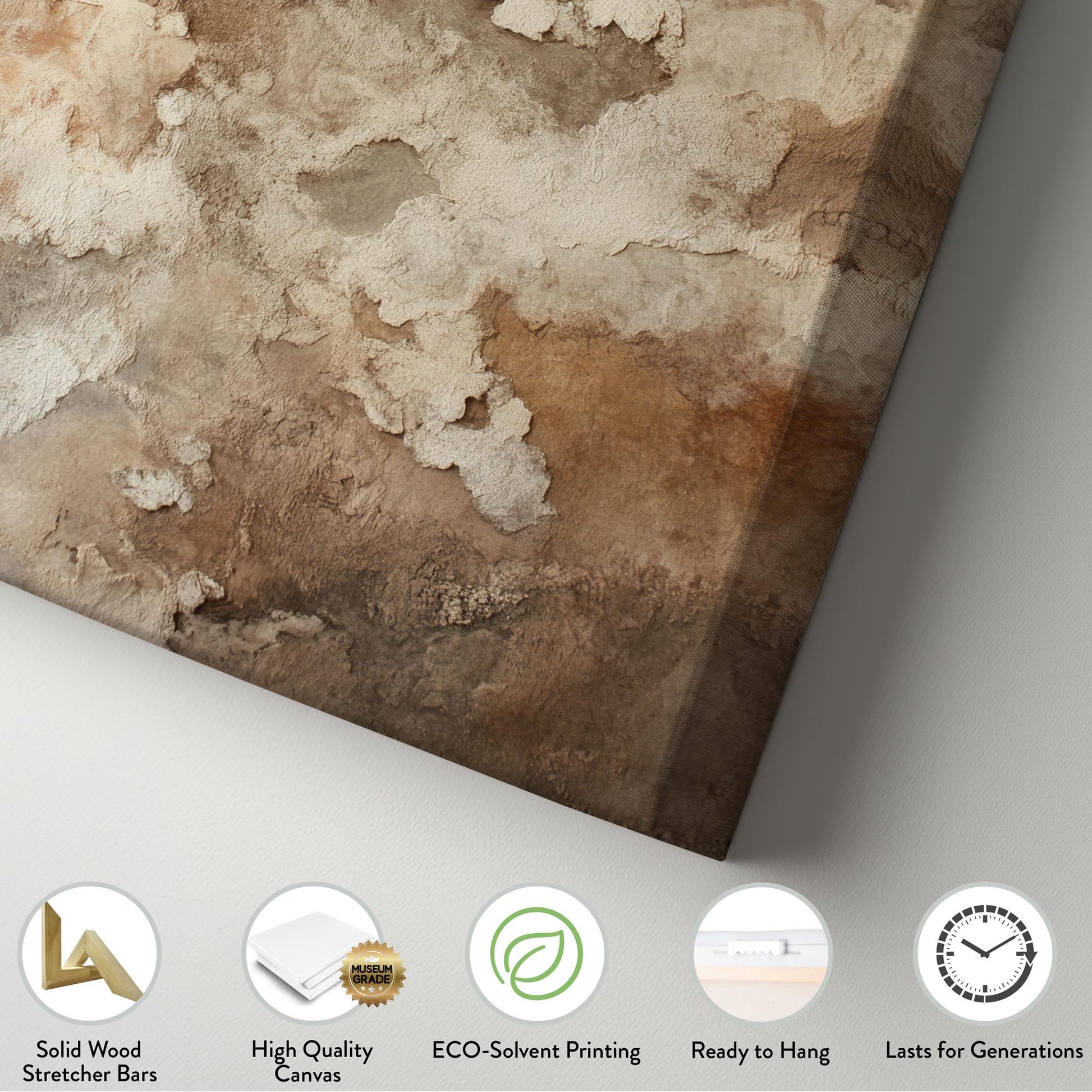 Textured Desert Hues Canvas Art | Abstract Spatter Print | Minimalist Wall Art For Living Room | Sandstone Clay Art Vertical Canvas