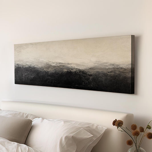 Textural Landscape Canvas Art | Impasto Palette Knife Print | Modern Minimalist Wall Art For Living Room Panoramic Wall Art