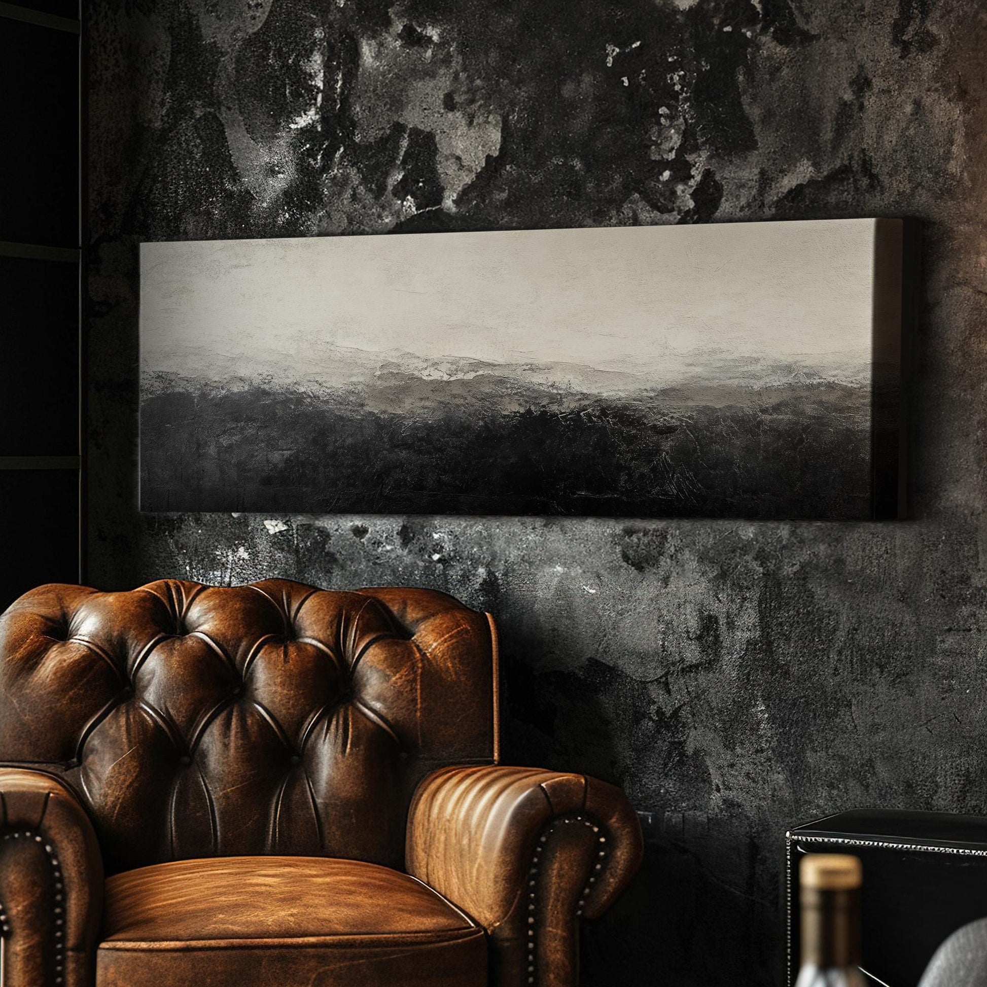 Textural Landscape Canvas Art | Impasto Palette Knife Print | Modern Minimalist Wall Art For Living Room Panoramic Wall Art