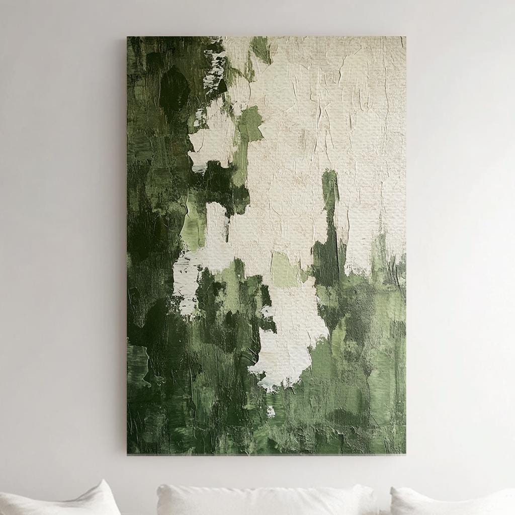 Textural Impasto Canvas Art | Abstract Expressionist Print | Biophilic Wall Art For Living Room Vertical Canvas