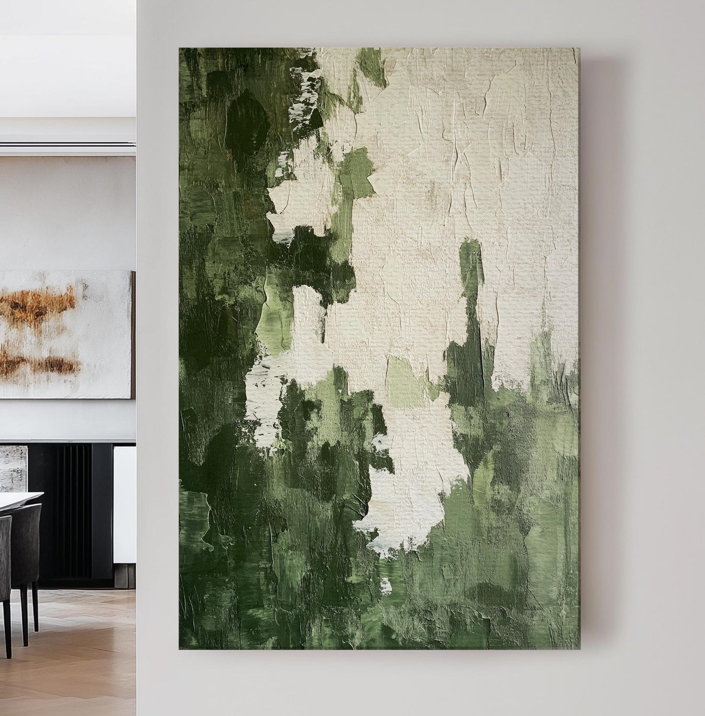 Textural Impasto Canvas Art | Abstract Expressionist Print | Biophilic Wall Art For Living Room Vertical Canvas