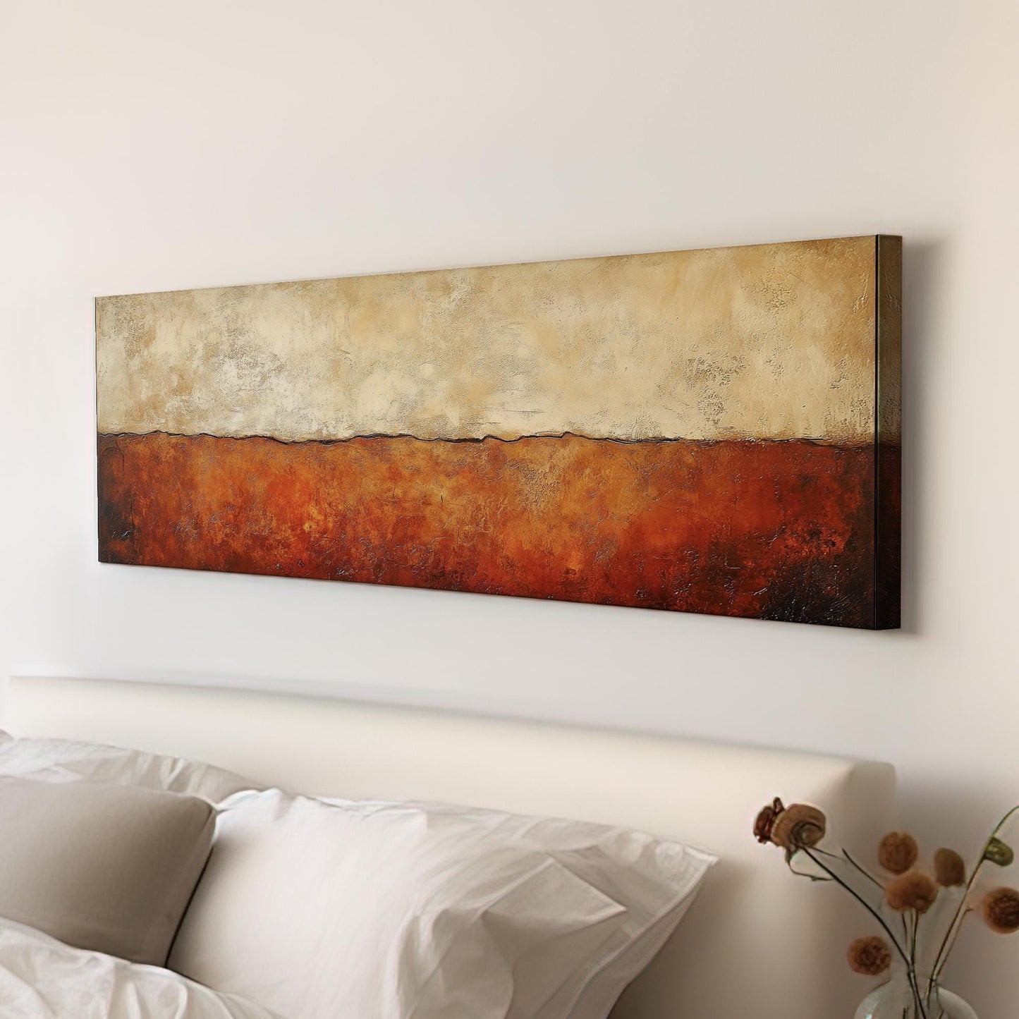 Textural Desert Landscape Canvas Art | Impasto Print | Organic Modern Wall Art For Living Room Panoramic Wall Art