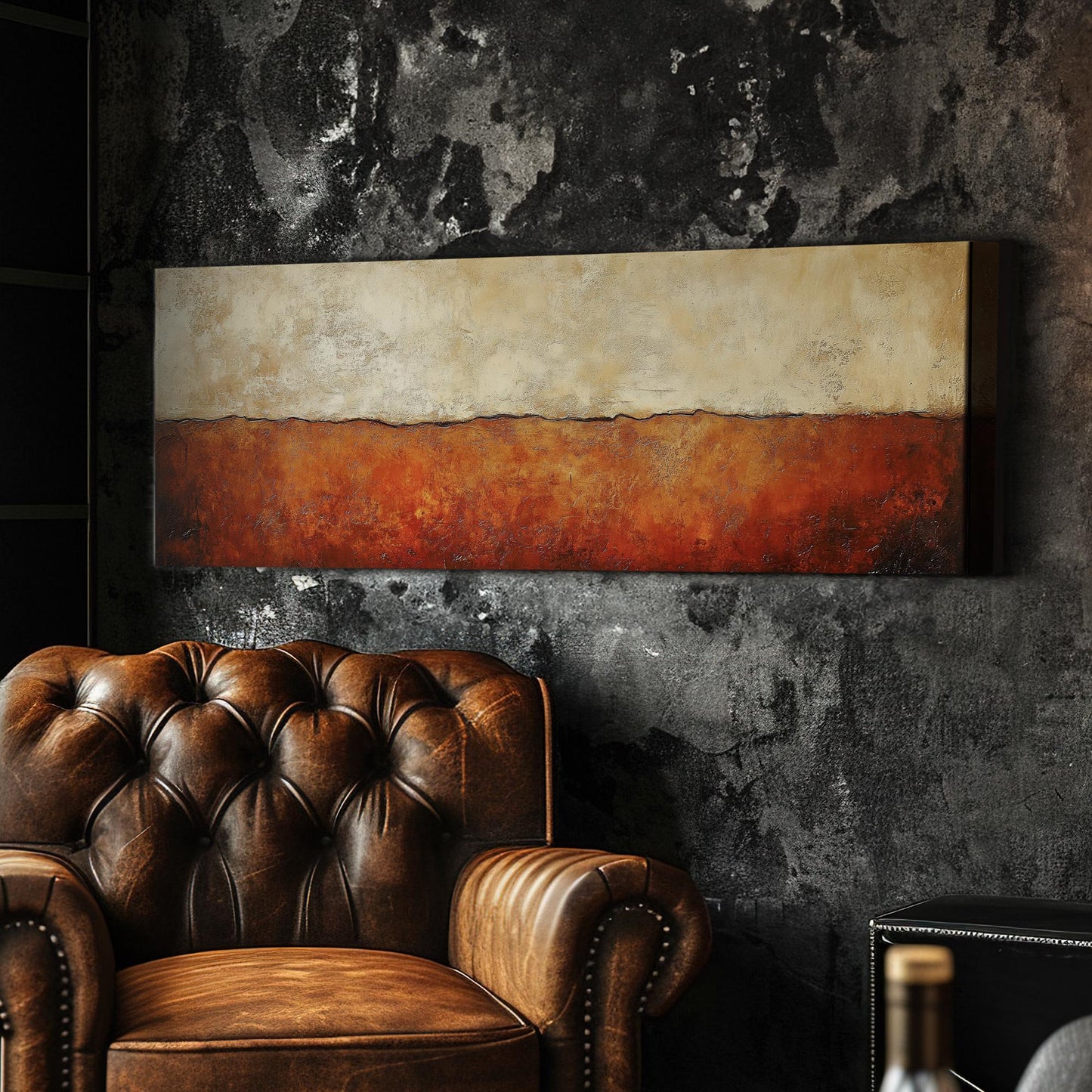 Textural Desert Landscape Canvas Art | Impasto Print | Organic Modern Wall Art For Living Room Panoramic Wall Art
