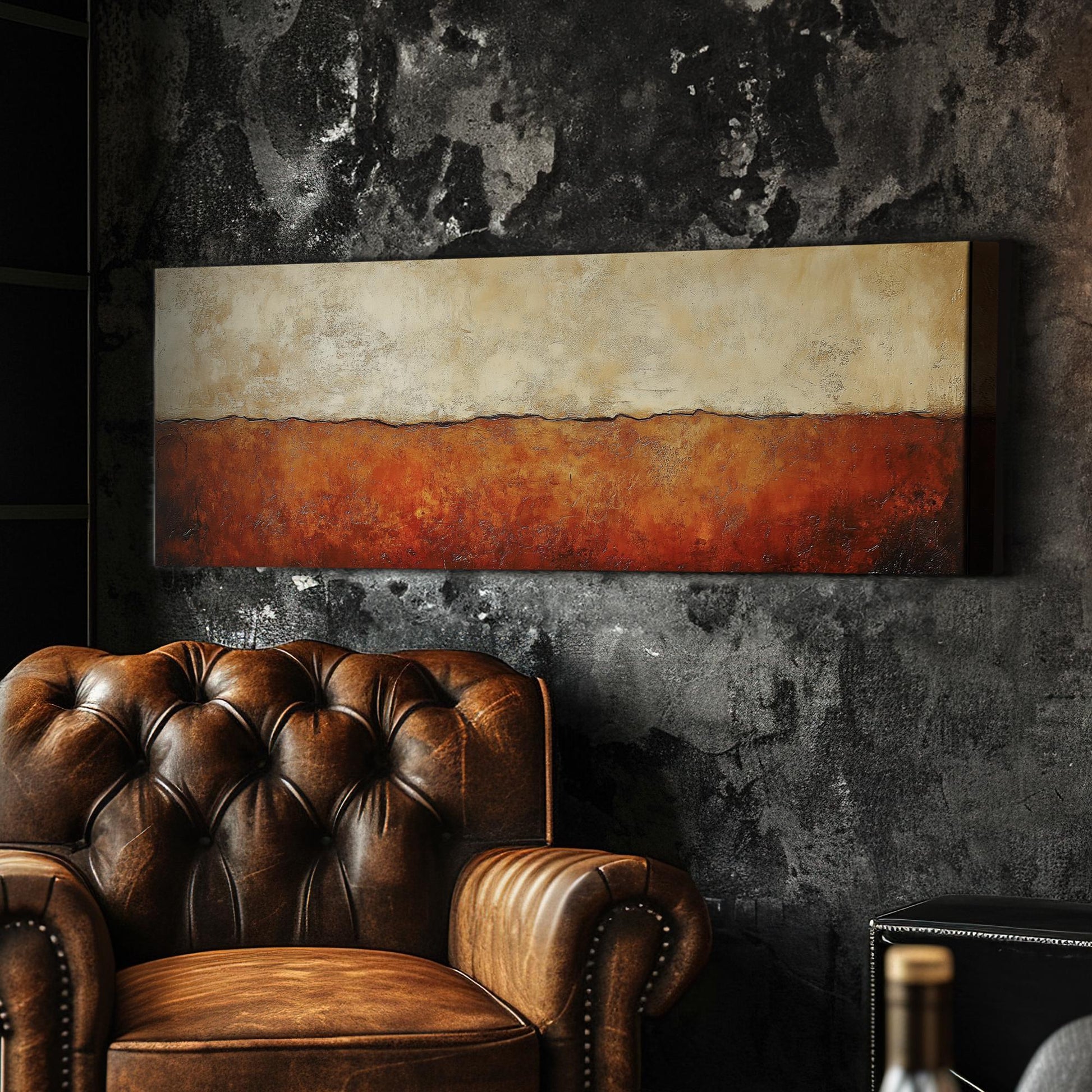 Textural Desert Landscape Canvas Art | Impasto Print | Organic Modern Wall Art For Living Room Panoramic Wall Art