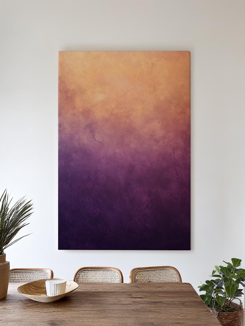Sunset Hues Canvas Art | Ombre Textured Print | Bohemian Wall Art For Living Room | Amethyst Dusk Art Vertical Canvas