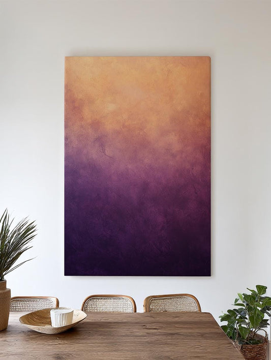 Sunset Hues Canvas Art | Ombre Textured Print | Bohemian Wall Art For Living Room | Amethyst Dusk Art Vertical Canvas