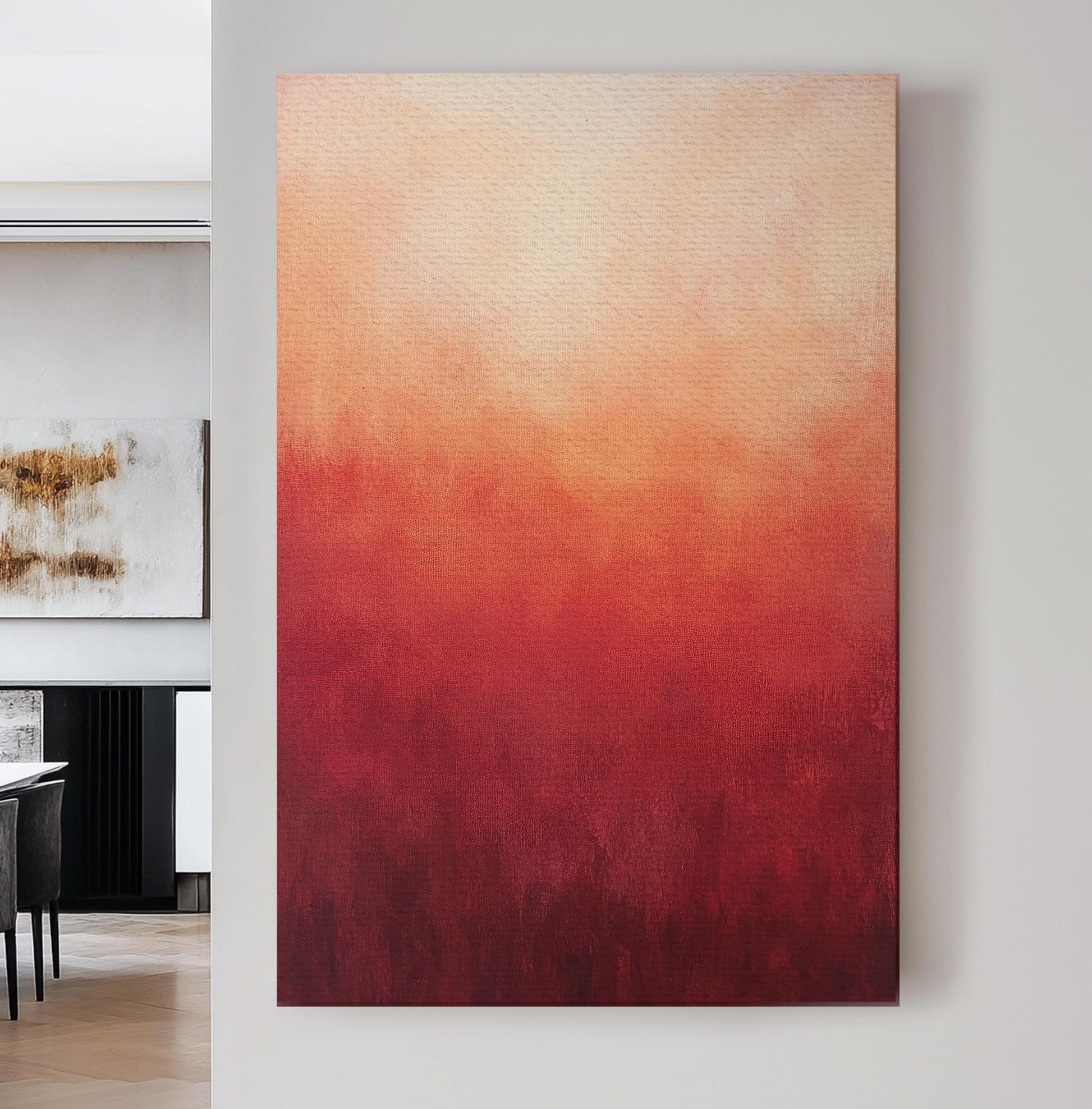 Sunset Hues Canvas Art | Ombre Gradient Print | Biophilic Wall Art For Living Room | Terracotta Blush Art Vertical Canvas