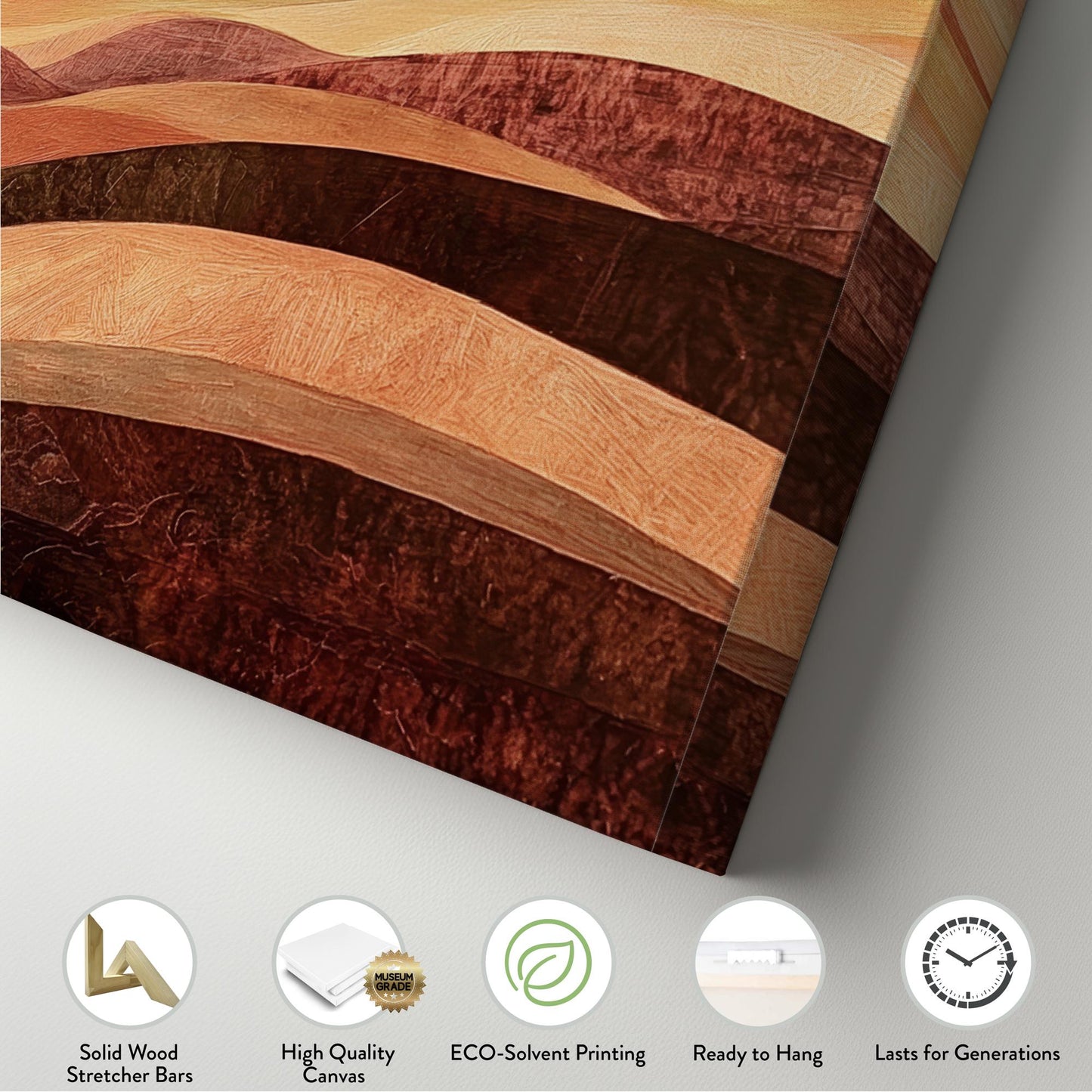 Sunset Hues Canvas Art | Impasto Print | Biophilic Wall Art For Living Room | Terracotta Bronze Art Panoramic Wall Art