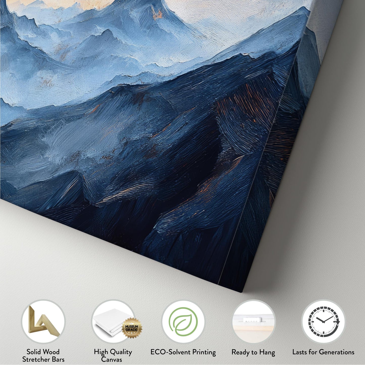 Serene Mountain Range Canvas Art | Impasto Oil Print | Tranquil Maximalist Wall Art For Living Room Panoramic Wall Art