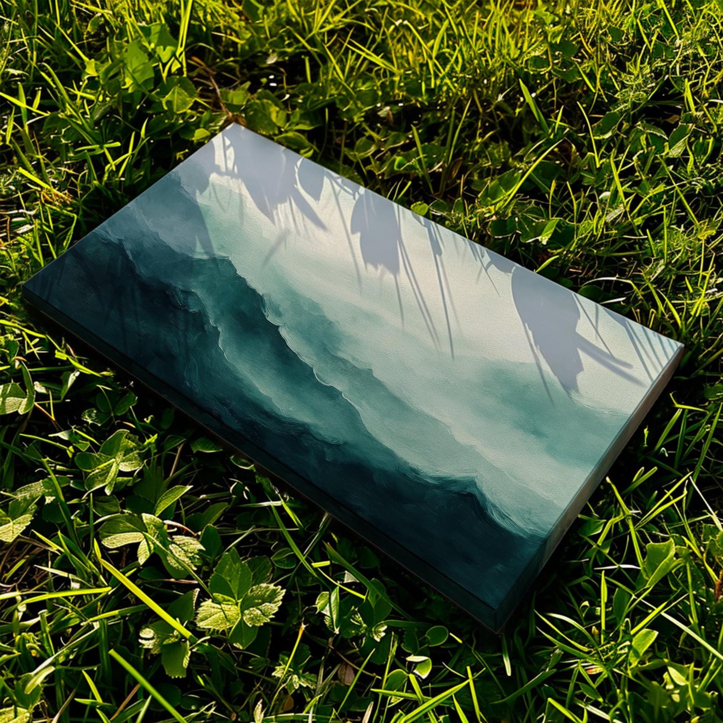 Serene Mountain Range Canvas Art | Impasto Impressionism Print | Tranquil Minimalist Wall Art For Living Room Horizontal Art