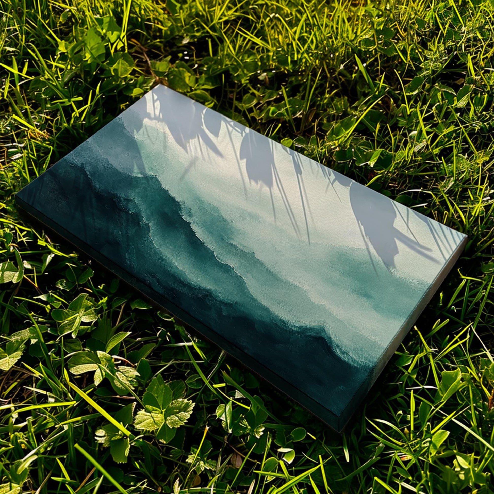 Serene Mountain Range Canvas Art | Impasto Impressionism Print | Tranquil Minimalist Wall Art For Living Room Horizontal Art