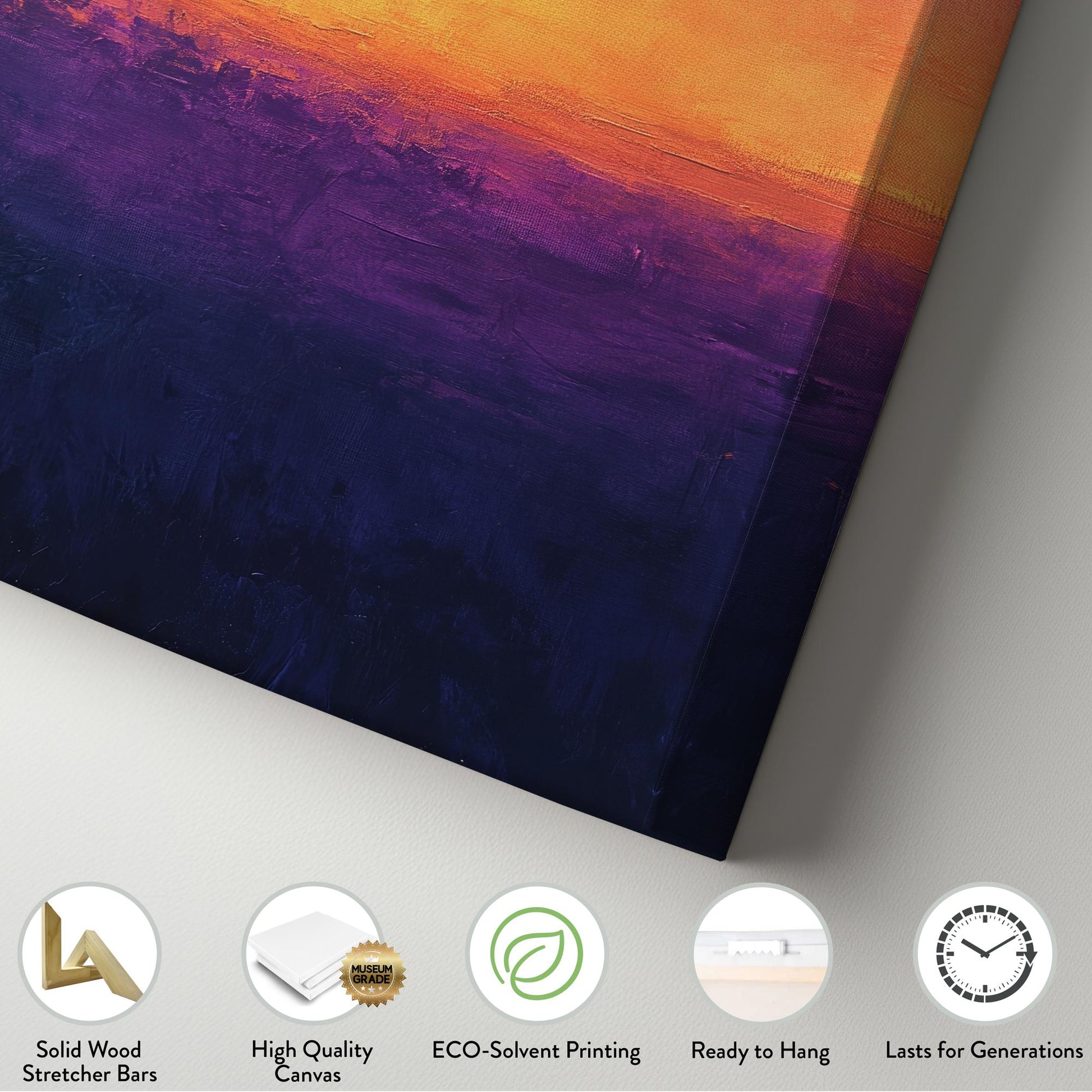 Sunset Hues Canvas Art | Impasto Palette Knife Print | Bohemian Maximalist Wall Art For Living Room | Amethyst Twilight Art Vertical Canvas