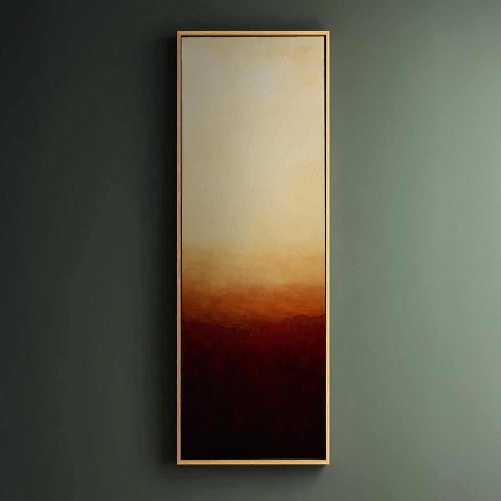 Sunset Gradient Canvas Art | Abstract Ombre Print | Minimalist Wall Art For Living Room | Burnt Sienna Cream Art Long Vertical Art