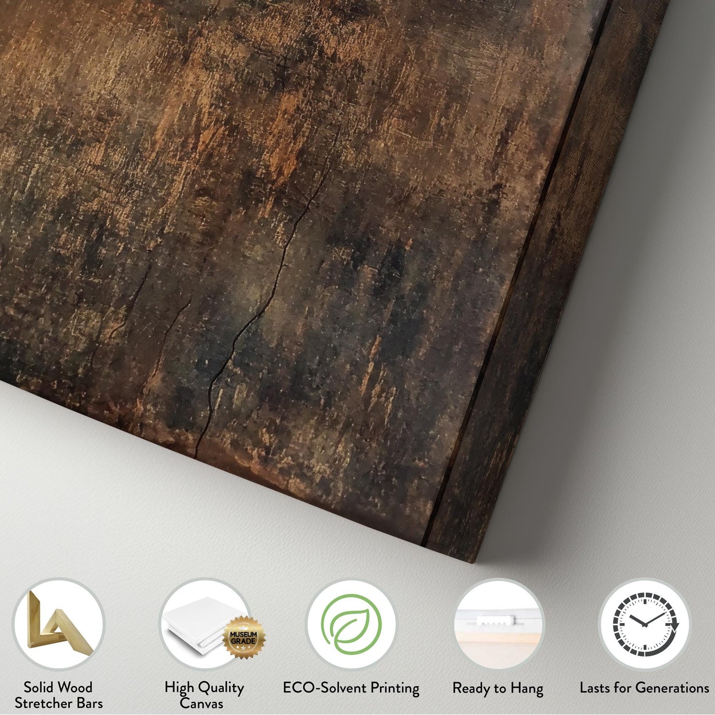 Mountain Peak Canvas Art | Impasto Textured Print | Japandi Wall Art For Living Room | Smoked Oak Art Long Vertical Art