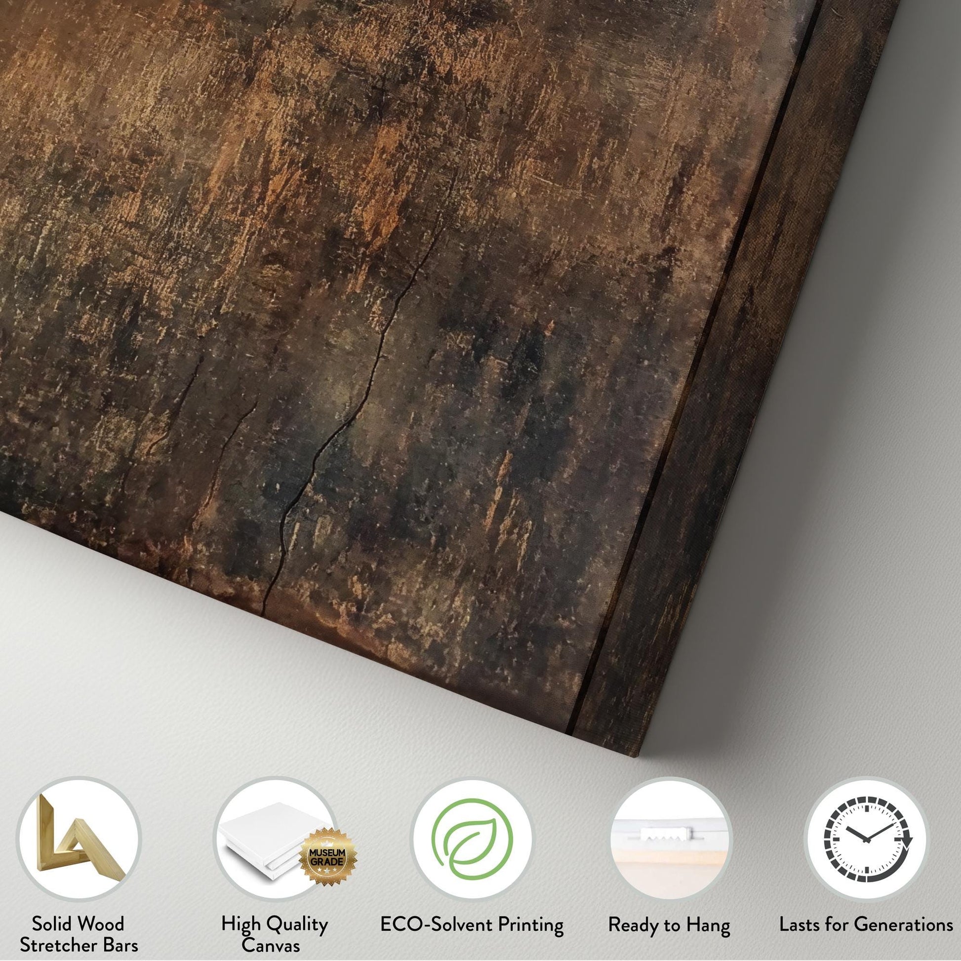 Mountain Peak Canvas Art | Impasto Textured Print | Japandi Wall Art For Living Room | Smoked Oak Art Long Vertical Art