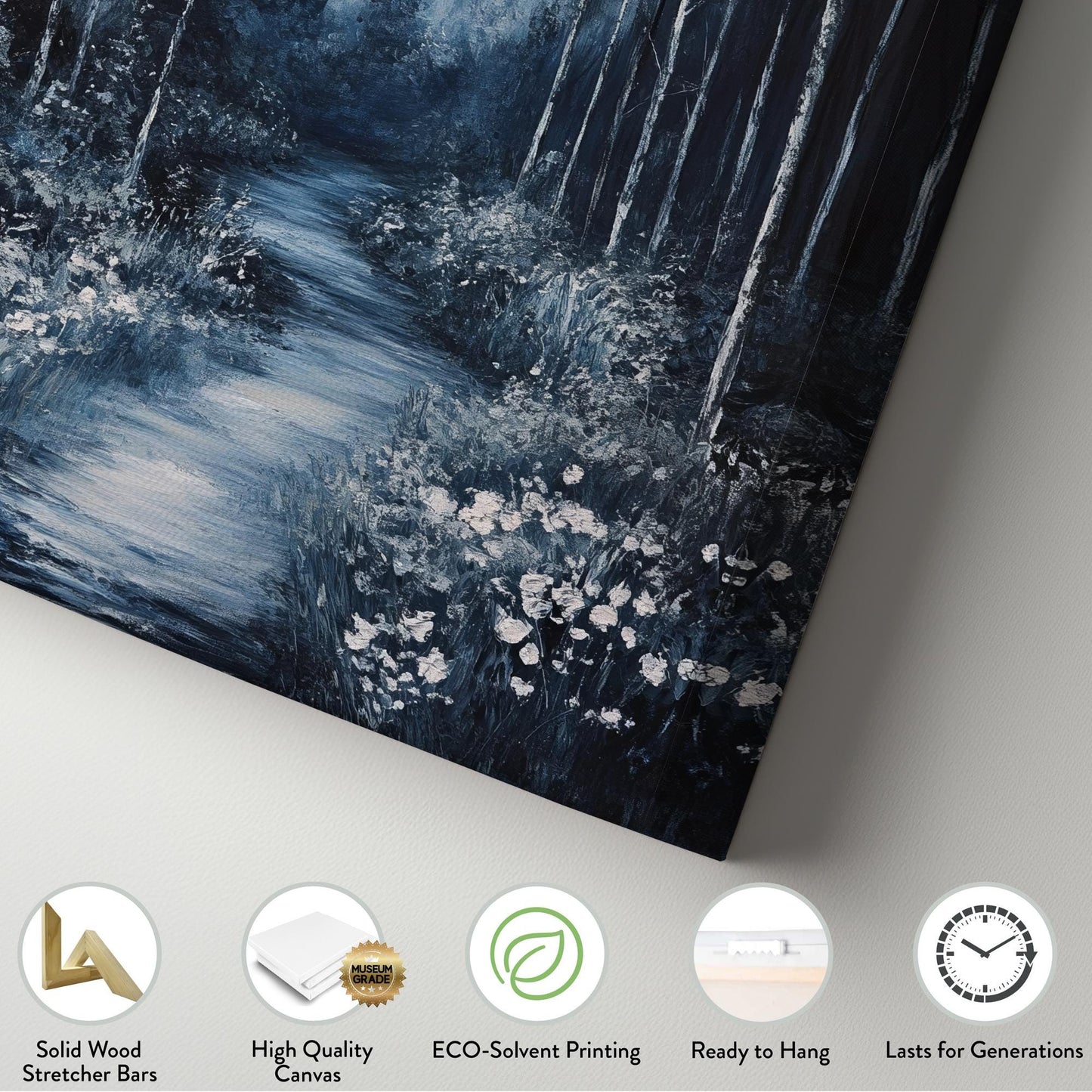 Moonlit Path Canvas Art | Impasto Print | Tranquil Wall Art For Bedroom | Selenite Art | Zen Decor Vertical Canvas