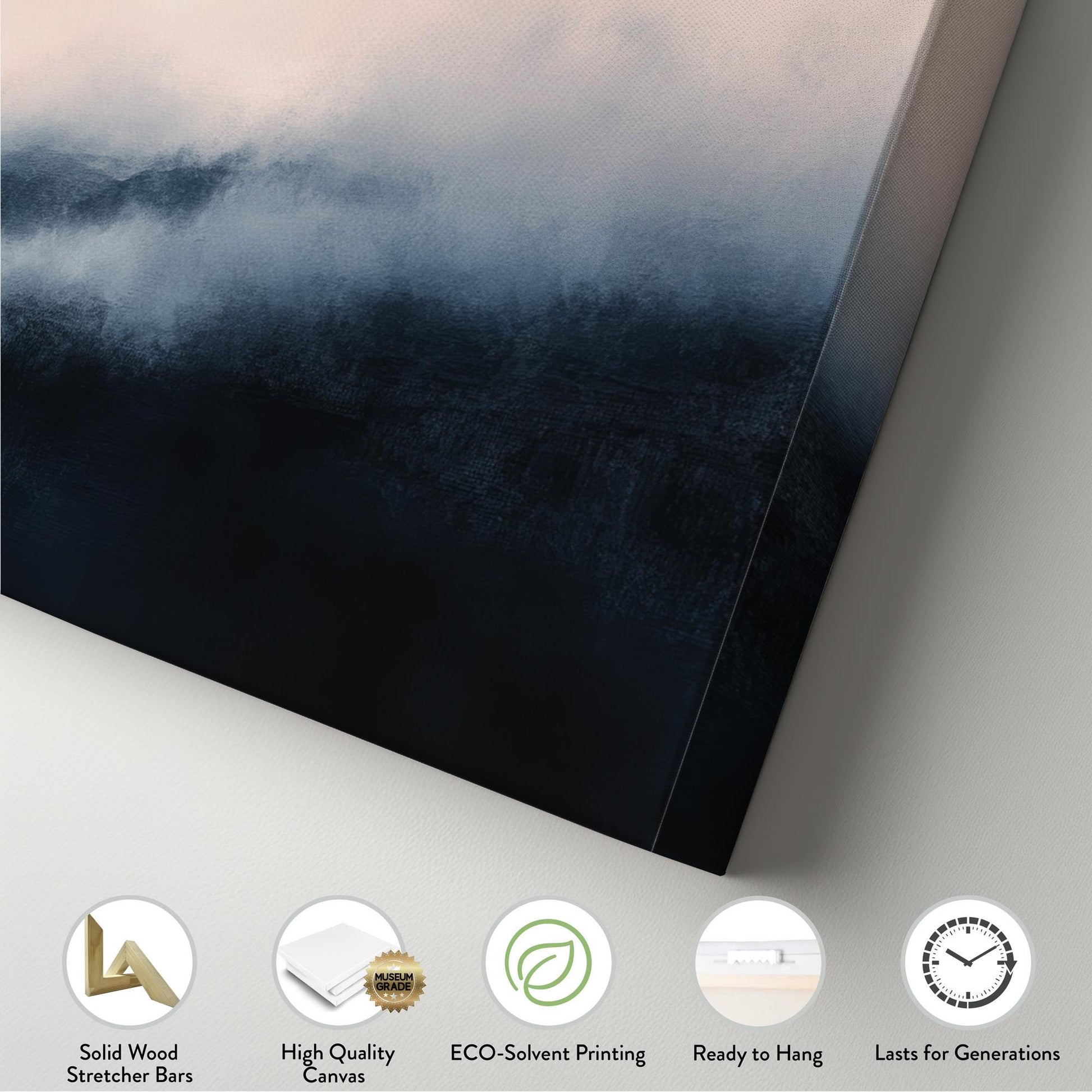 Misty Mountain Range Canvas Art | Watercolor Wash Print | Tranquil Zen Wall Art For Living Room Panoramic Wall Art