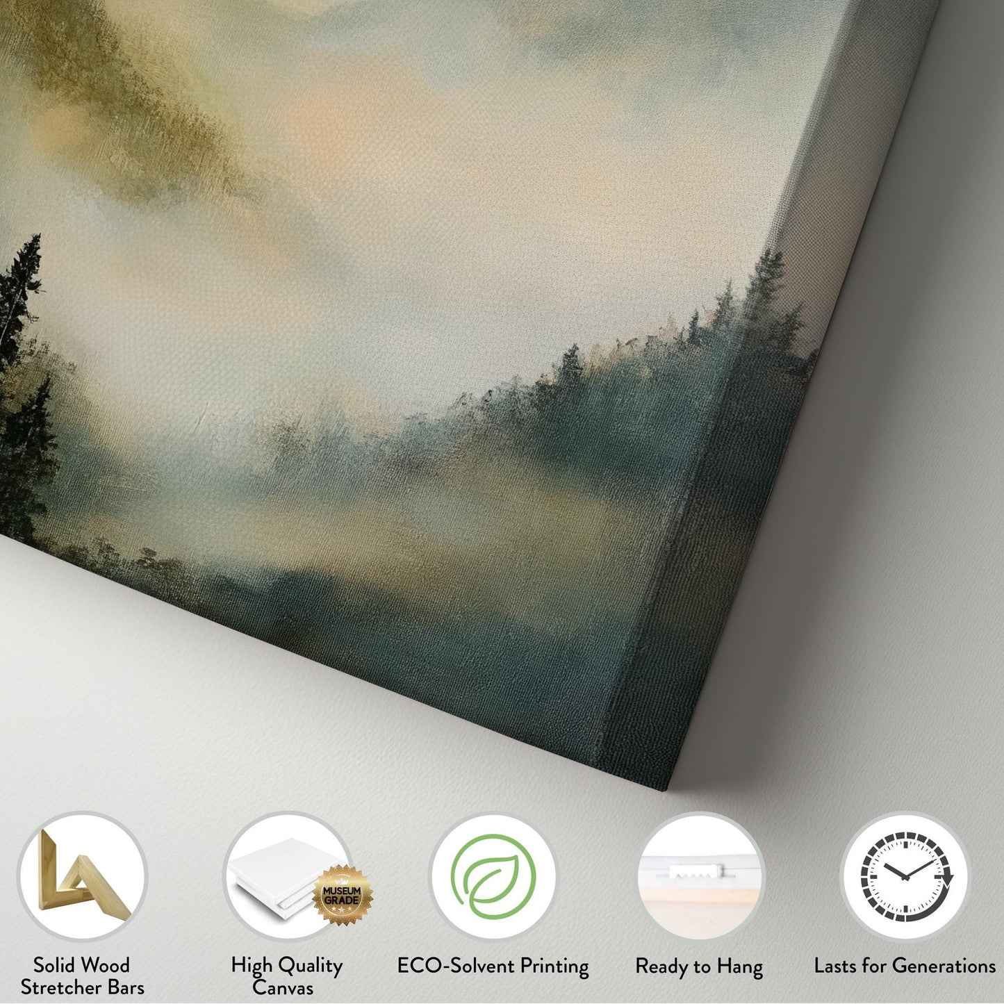 Misty Mountain Majesty Canvas Art | Impressionistic Oil Print | Tranquil Zen Wall Art For Living Room Vertical Canvas