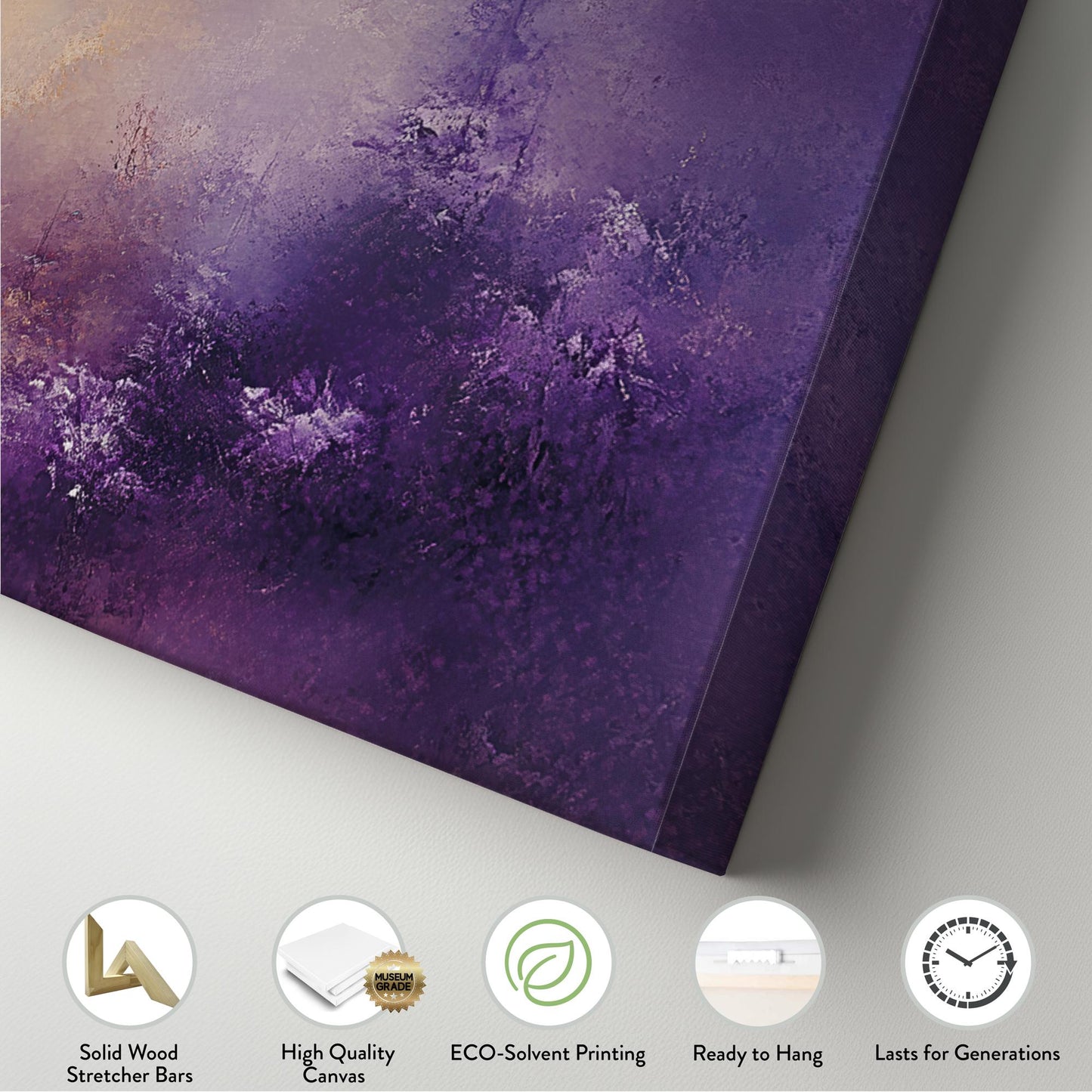 Misty Forest Canvas Art | Impasto Print | Bohemian Wall Art For Living Room | Amethyst Dusk Art | Tranquil Decor Panoramic Wall Art