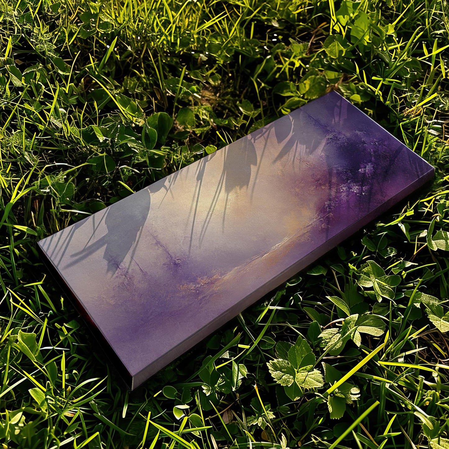 Misty Forest Canvas Art | Impasto Print | Bohemian Wall Art For Living Room | Amethyst Dusk Art | Tranquil Decor Panoramic Wall Art