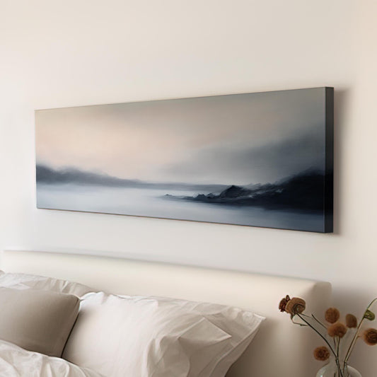 Serene Landscape Canvas Art | Impressionistic Oil Print | Tranquil Minimalist Wall Art For Living Room Panoramic Wall Art