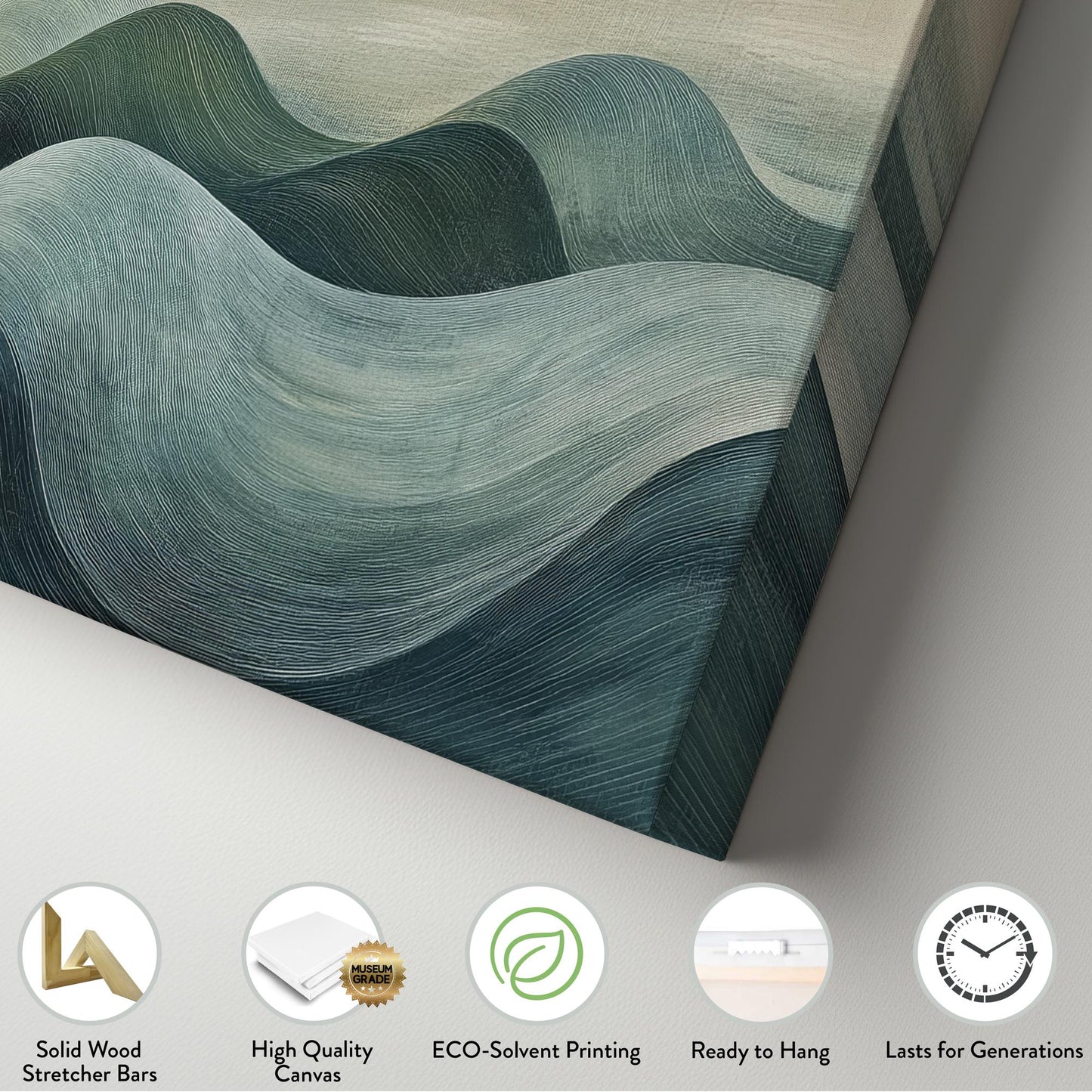 Serene Landscape Canvas Art | Impasto Brushstroke Print | Tranquil Minimalist Wall Art For Living Room Horizontal Art