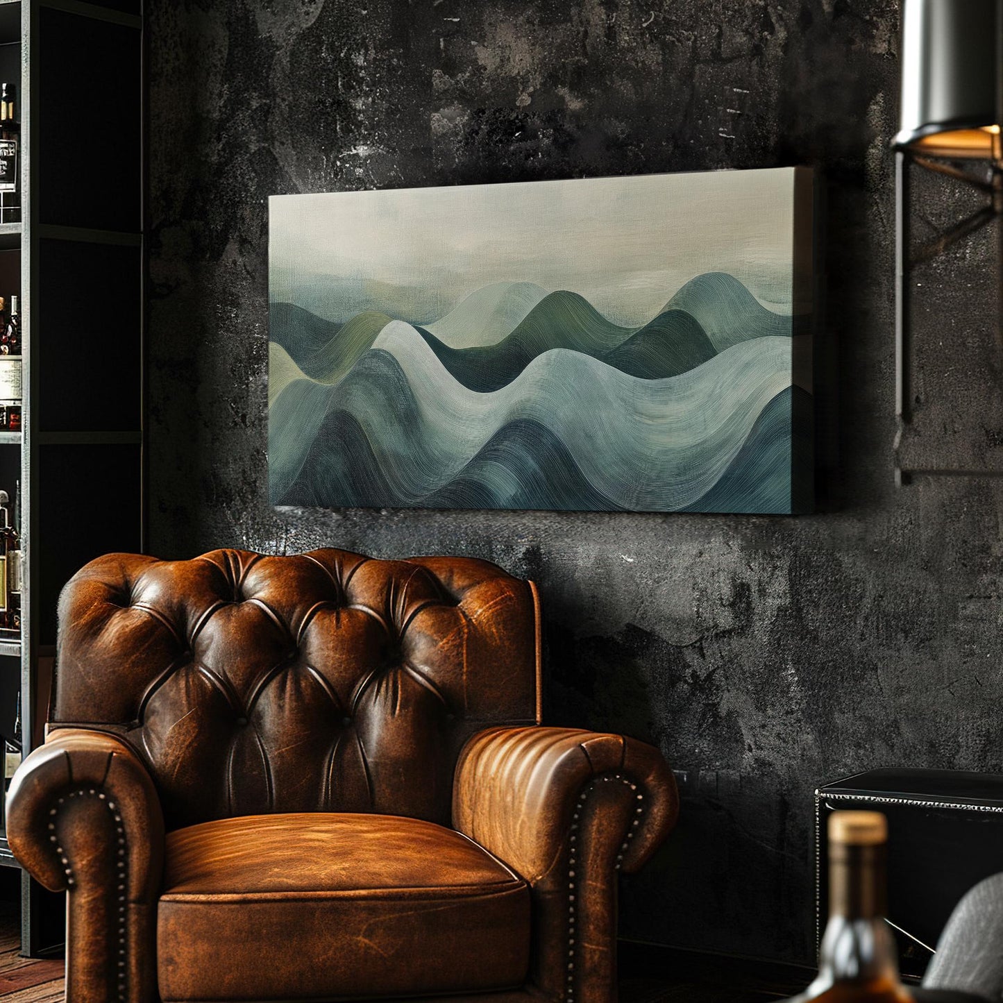 Serene Landscape Canvas Art | Impasto Brushstroke Print | Tranquil Minimalist Wall Art For Living Room Horizontal Art