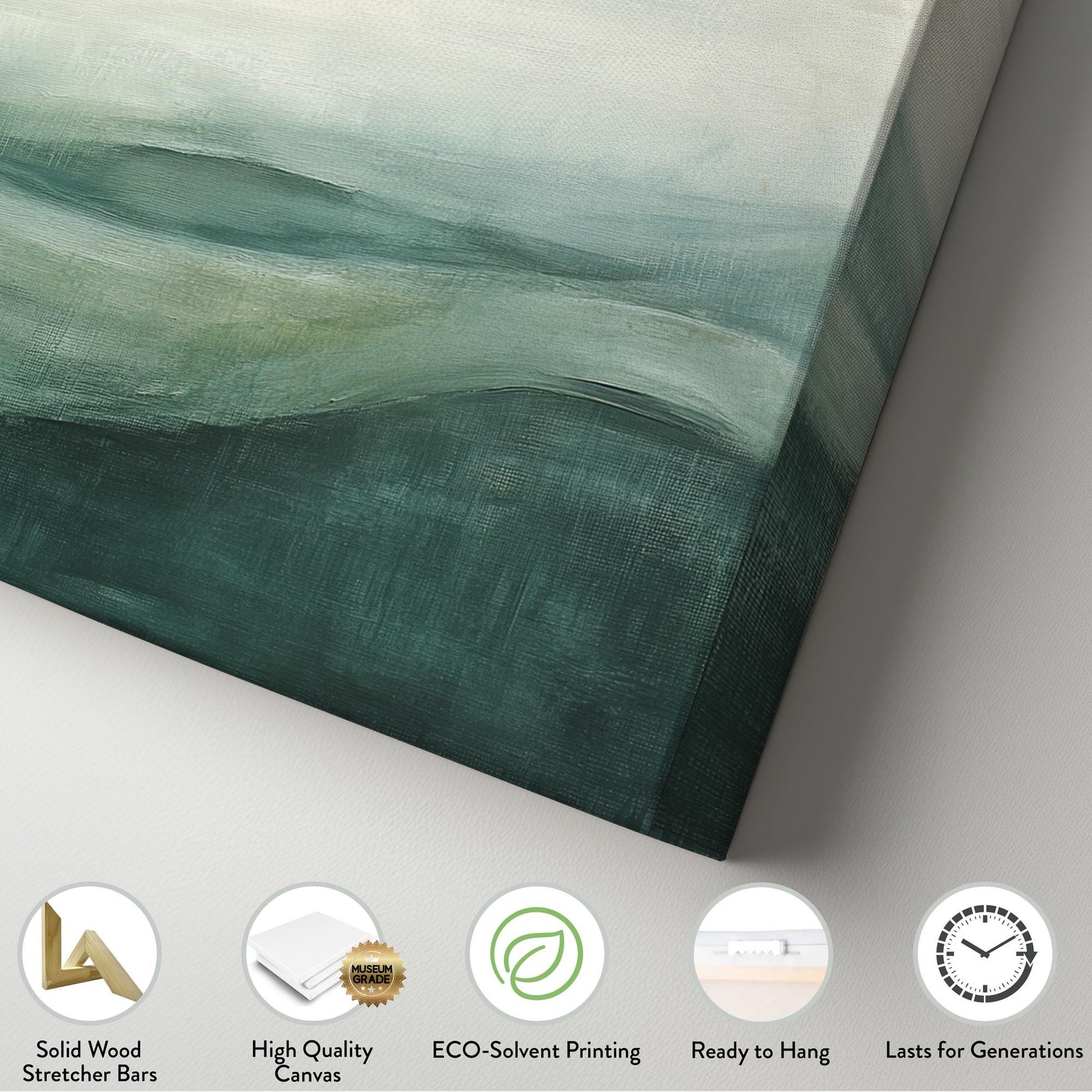 Serene Landscape Canvas Art | Impasto Brushstroke Print | Biophilic Wall Art For Living Room | Sage Green and Celadon Art Horizontal Art