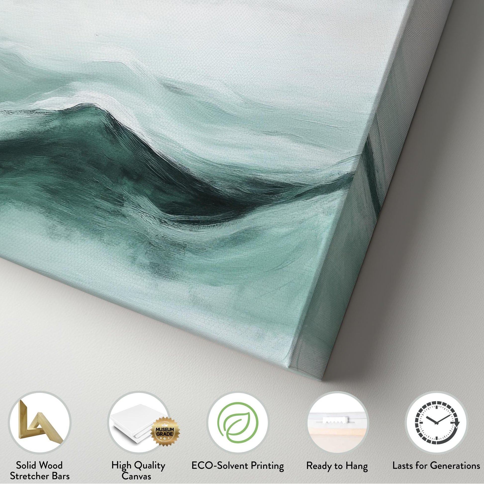 Serene Landscape Canvas Art | Abstract Impressionism Print | Minimalist Wall Art For Living Room | Seafoam Silver Sage Art Horizontal Art