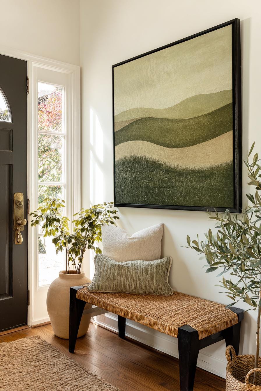 Serene Landscape Canvas Art | Abstract Impressionism Print | Biophilic Wall Art For Living Room | Sagebrush and Oyster Art Square Canvas Art