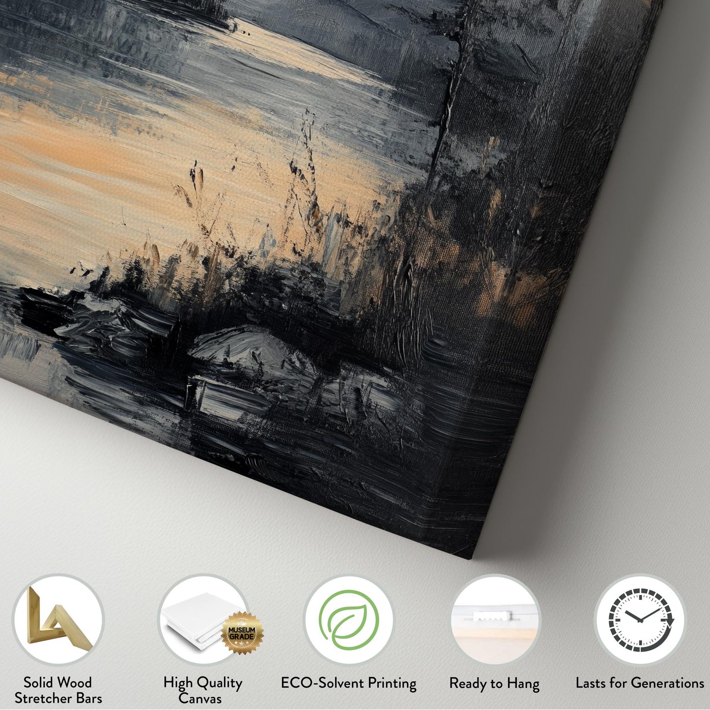 Serene Lake Canvas Art | Impasto Impressionism Print | Tranquil Minimalist Wall Art For Living Room Vertical Canvas
