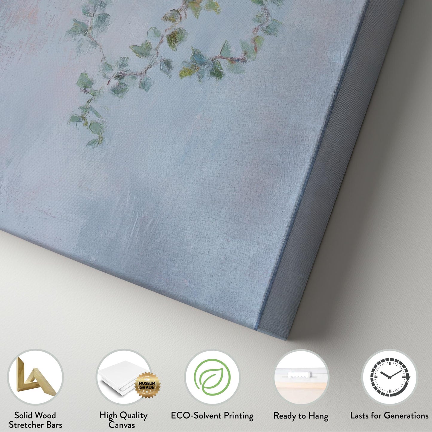 Serene Chandelier Canvas Art | Impasto Botanical Print | French Country Wall Art For Living Room | Silverleaf Sage Art Long Vertical Art