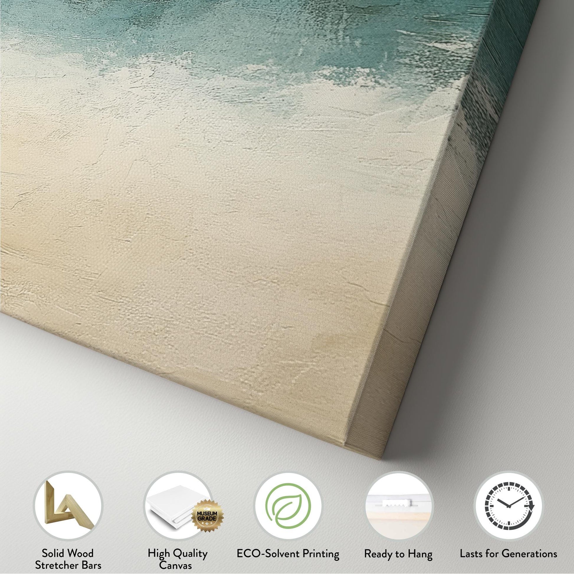 Seascape Textured Canvas Art | Impasto Palette Knife Print | Coastal Bohemian Wall Art For Living Room Panoramic Wall Art
