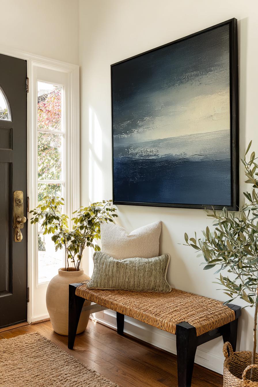 Seascape Impasto Canvas Art | Abstract Textural Print | Coastal Modern Wall Art For Living Room Square Canvas Art