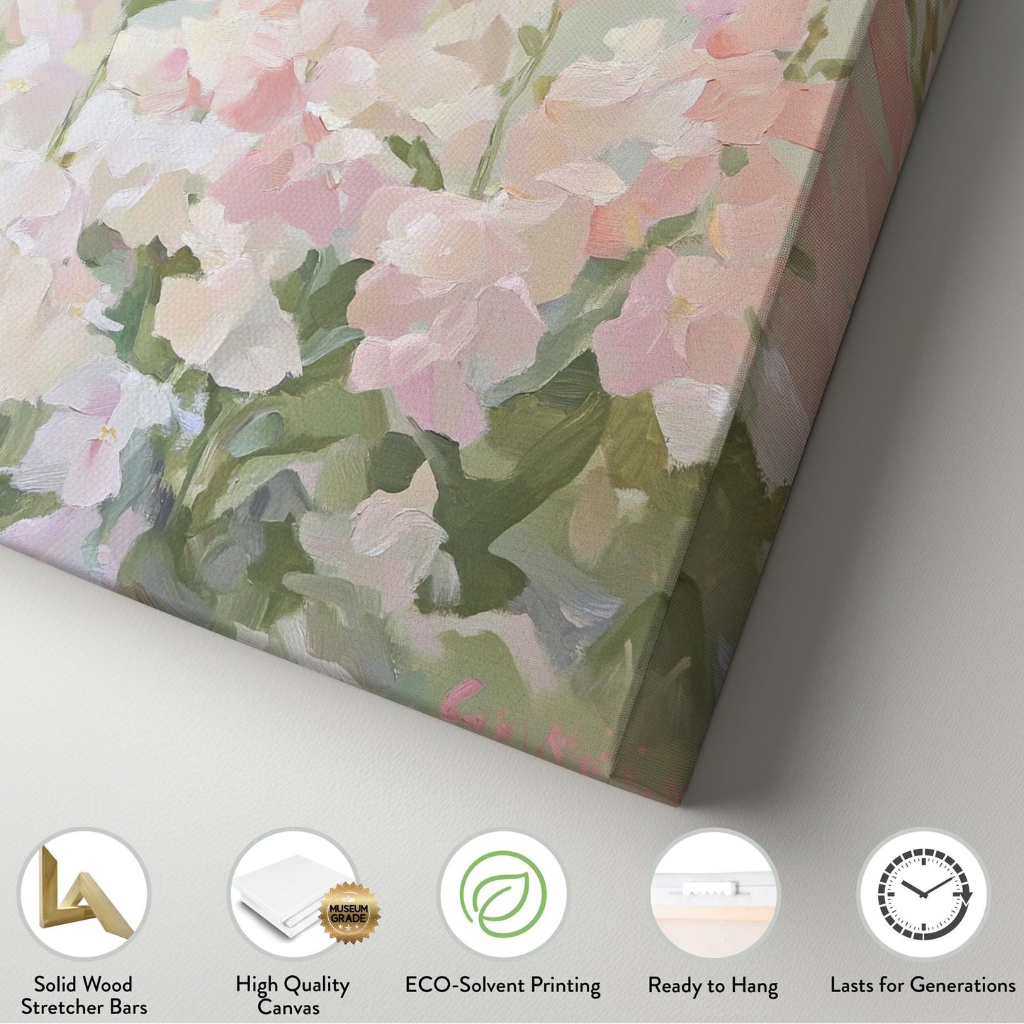 Romantic Rose Garden Canvas Art | Impressionistic Impasto Print | Bohemian Wall Art For Living Room Horizontal Art