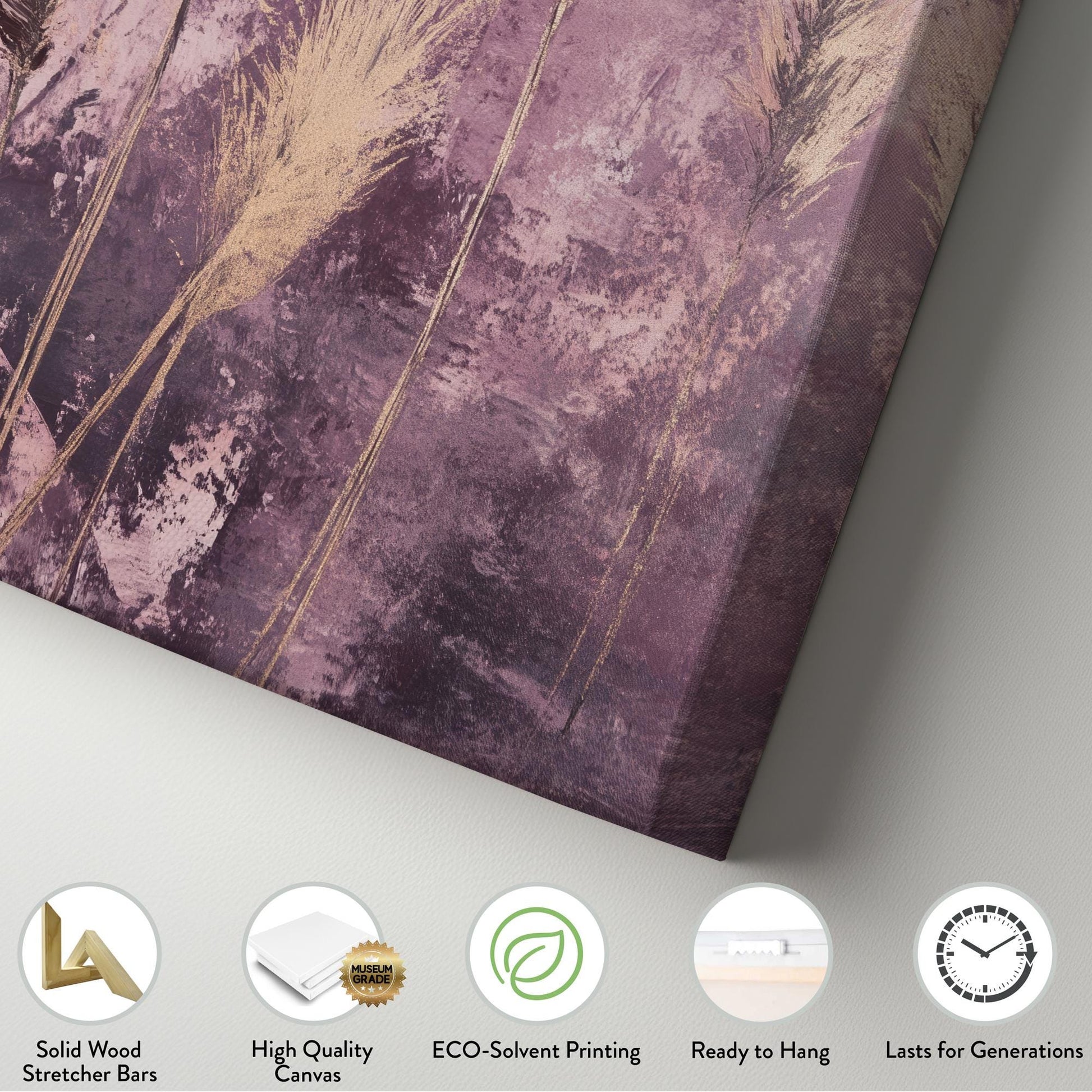 Pampas Grass Canvas Art | Impasto Print | Bohemian Wall Art For Living Room | Dusty Rose Art | Modern Eclectic Decor Vertical Canvas