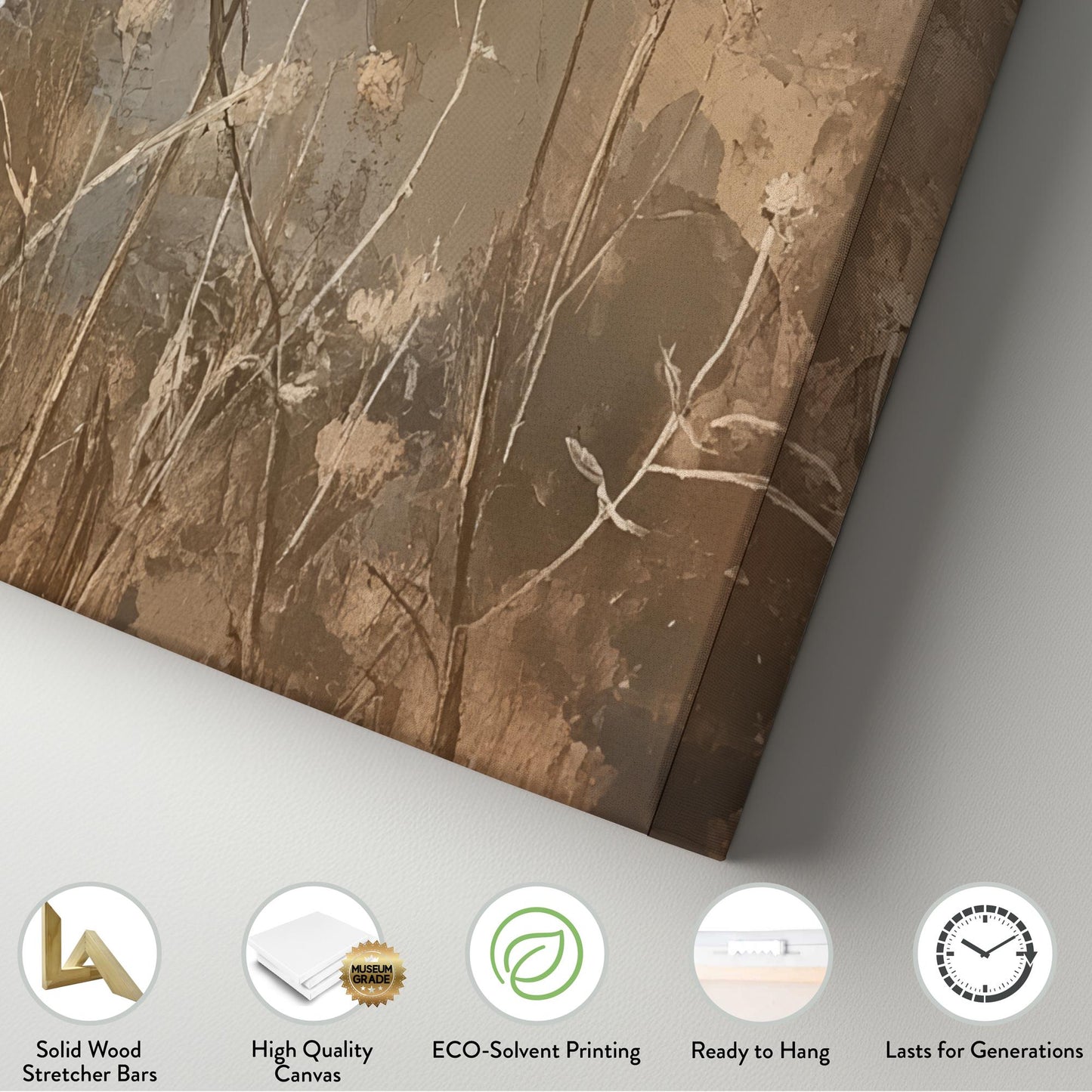 Queen Annes Lace Botanical Canvas Art | Impasto Print | Transitional Wall Art For Living Room | Greige Art Square Canvas Art