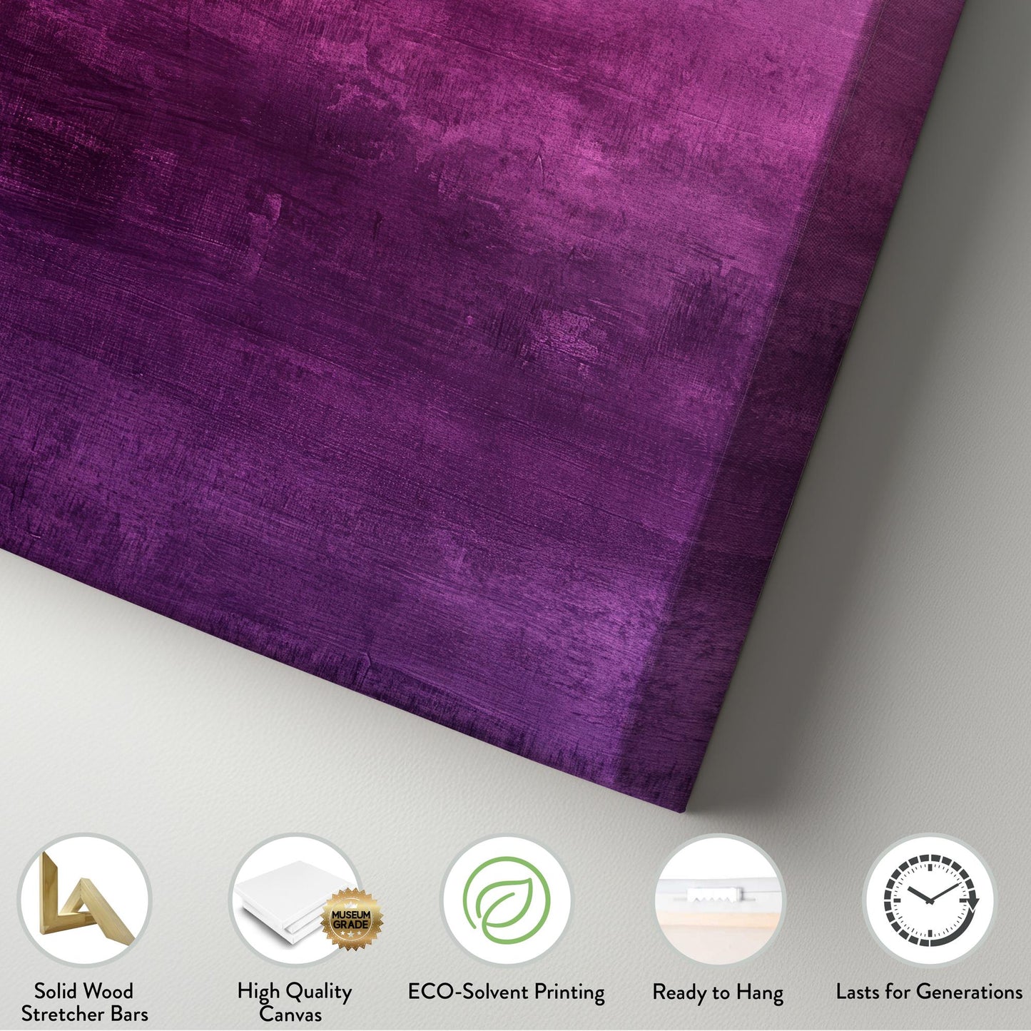 Ombre Abstract Canvas Art | Impasto Painting Print | Bohemian Wall Art For Living Room | Amethyst Plum Art Vertical Canvas