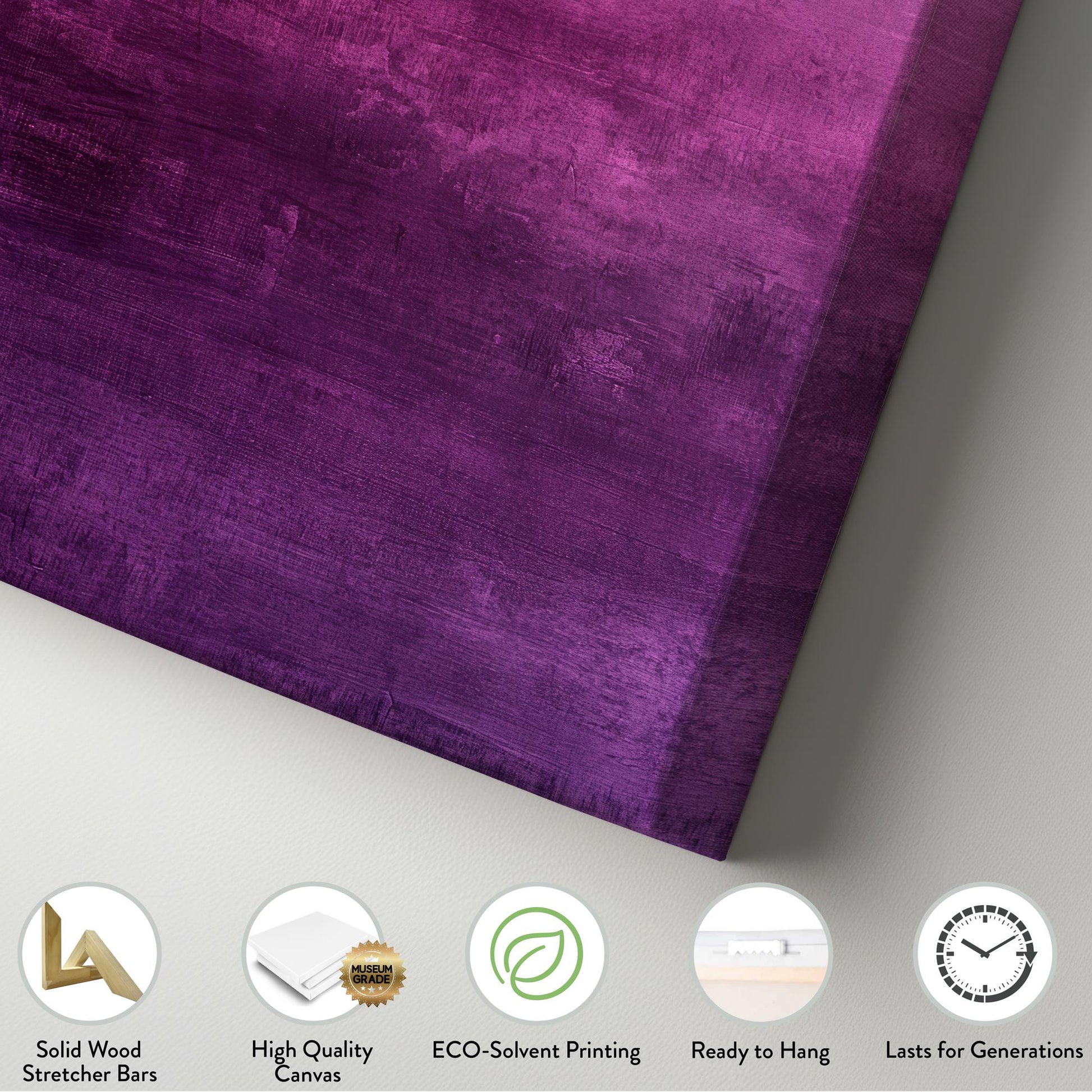 Ombre Abstract Canvas Art | Impasto Painting Print | Bohemian Wall Art For Living Room | Amethyst Plum Art Vertical Canvas