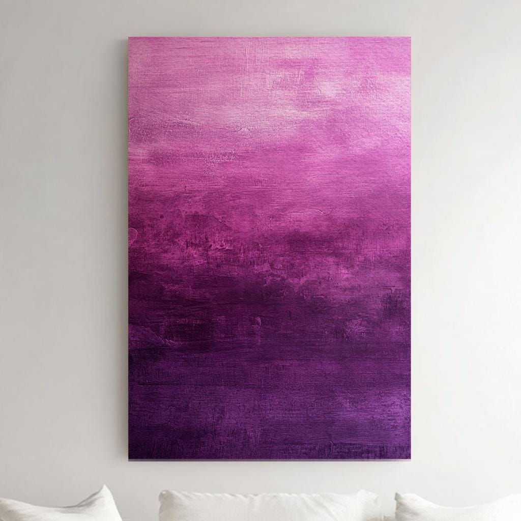 Ombre Abstract Canvas Art | Impasto Painting Print | Bohemian Wall Art For Living Room | Amethyst Plum Art Vertical Canvas