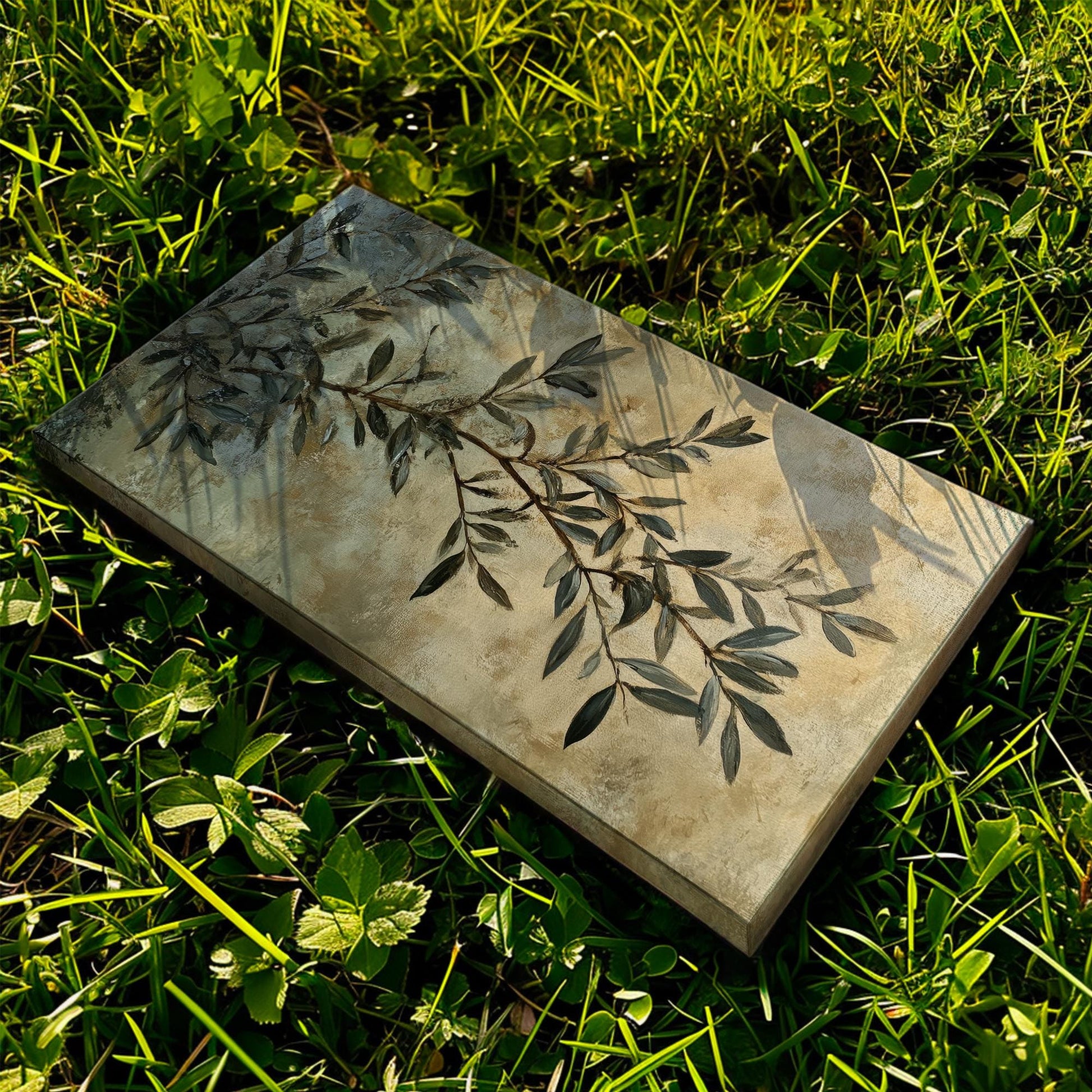 Olive Branch Canvas Art | Impasto Print | Transitional Wall Art For Living Room | Sage Green Art | Modern Farmhouse Decor Horizontal Art