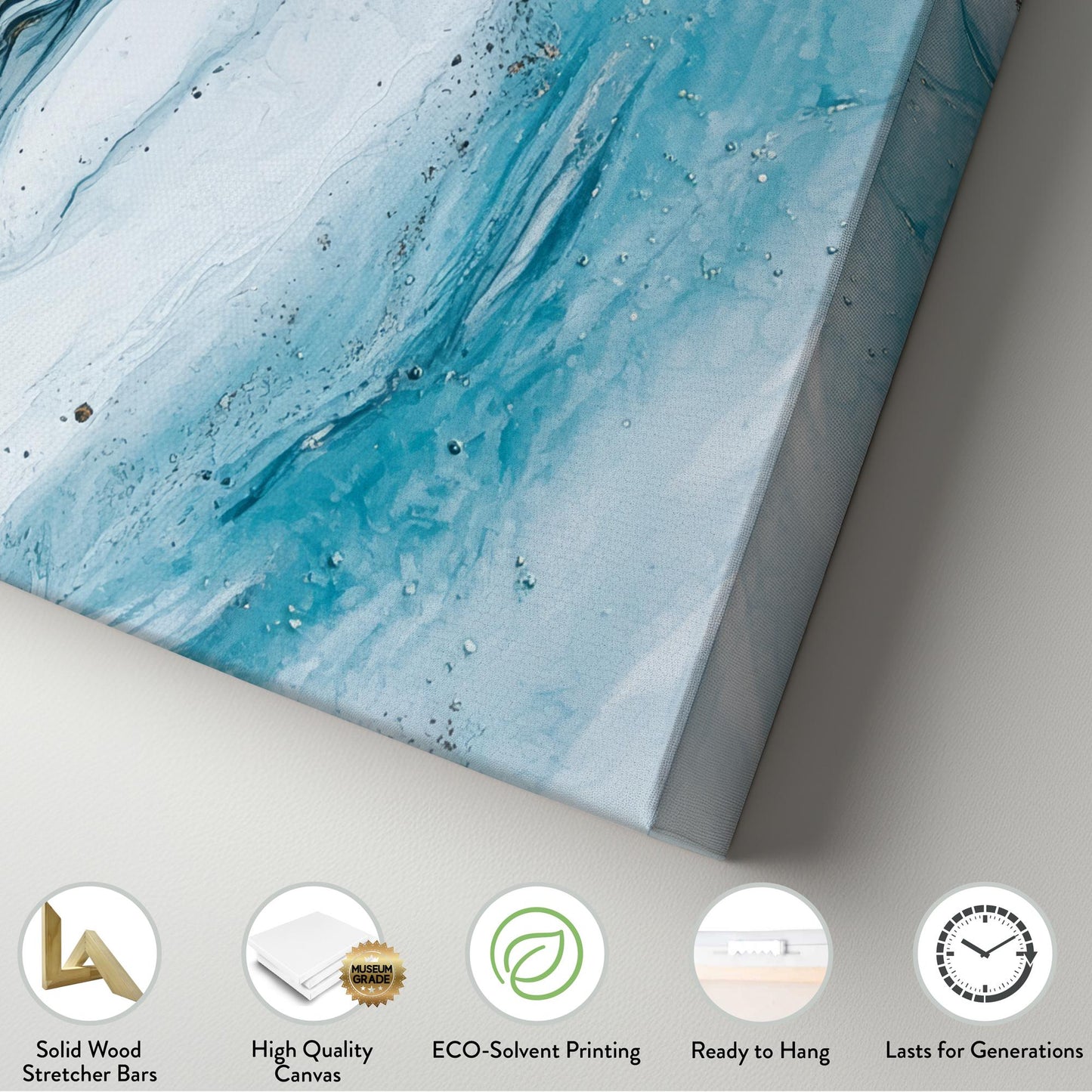 Oceanic Abstract Canvas Art | Fluid Acrylic Pour Print | Coastal Living Room Wall Art For Living Room Square Canvas Art