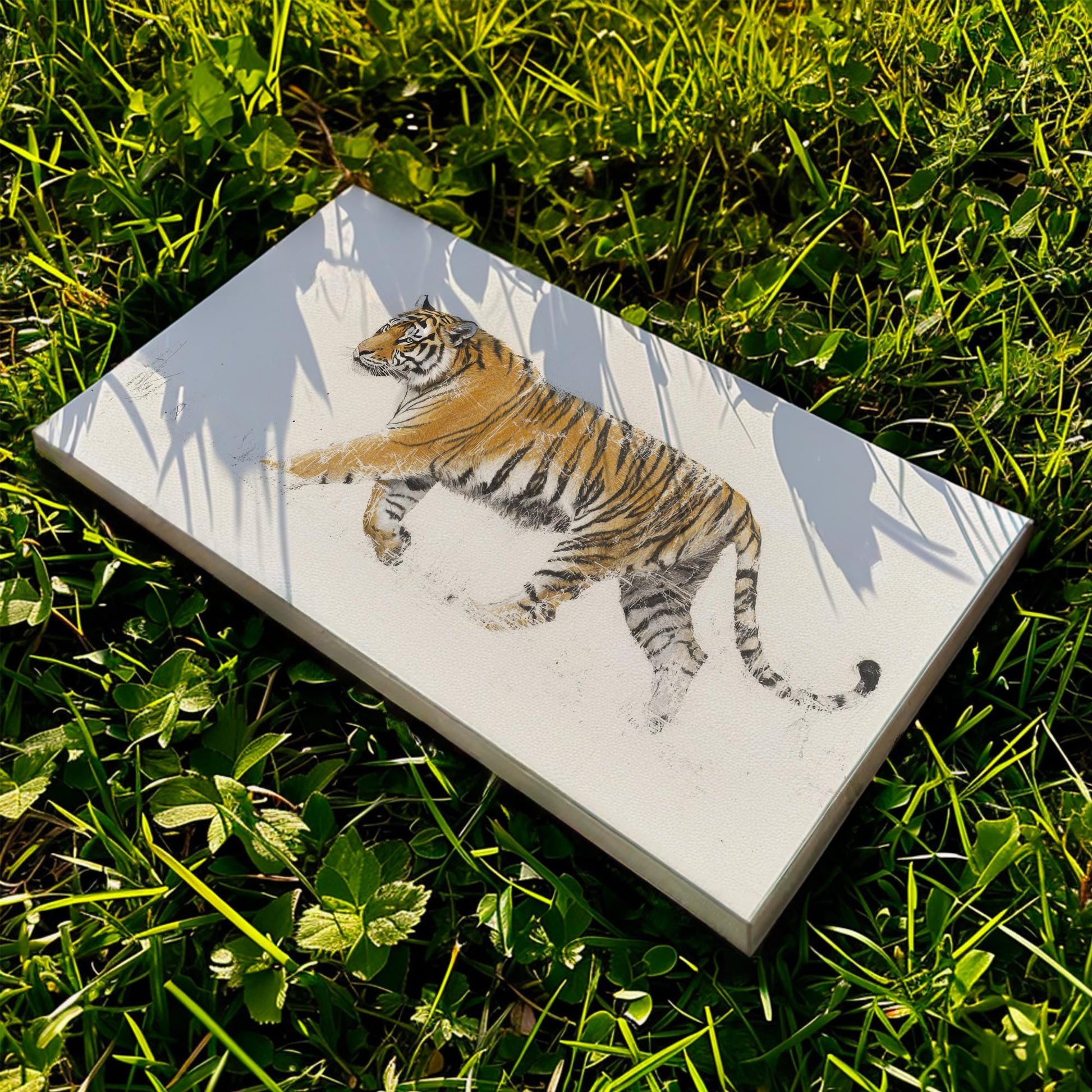Siberian Tiger Canvas Art | Deconstructed Impasto Print | Biophilic Wall Art For Living Room | Bone White Art Horizontal Art